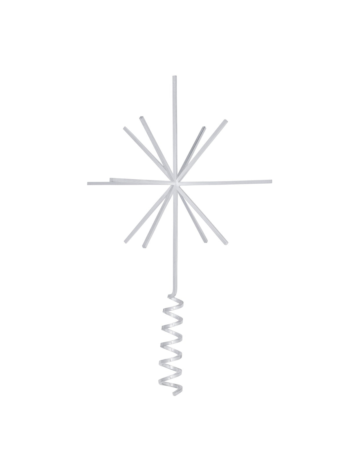 Sternförmige Weihnachtsbaumspitze aus versilbertem Massivmessing, glänzend, geometrische Form, als Christbaumschmuck von Ferm Living.