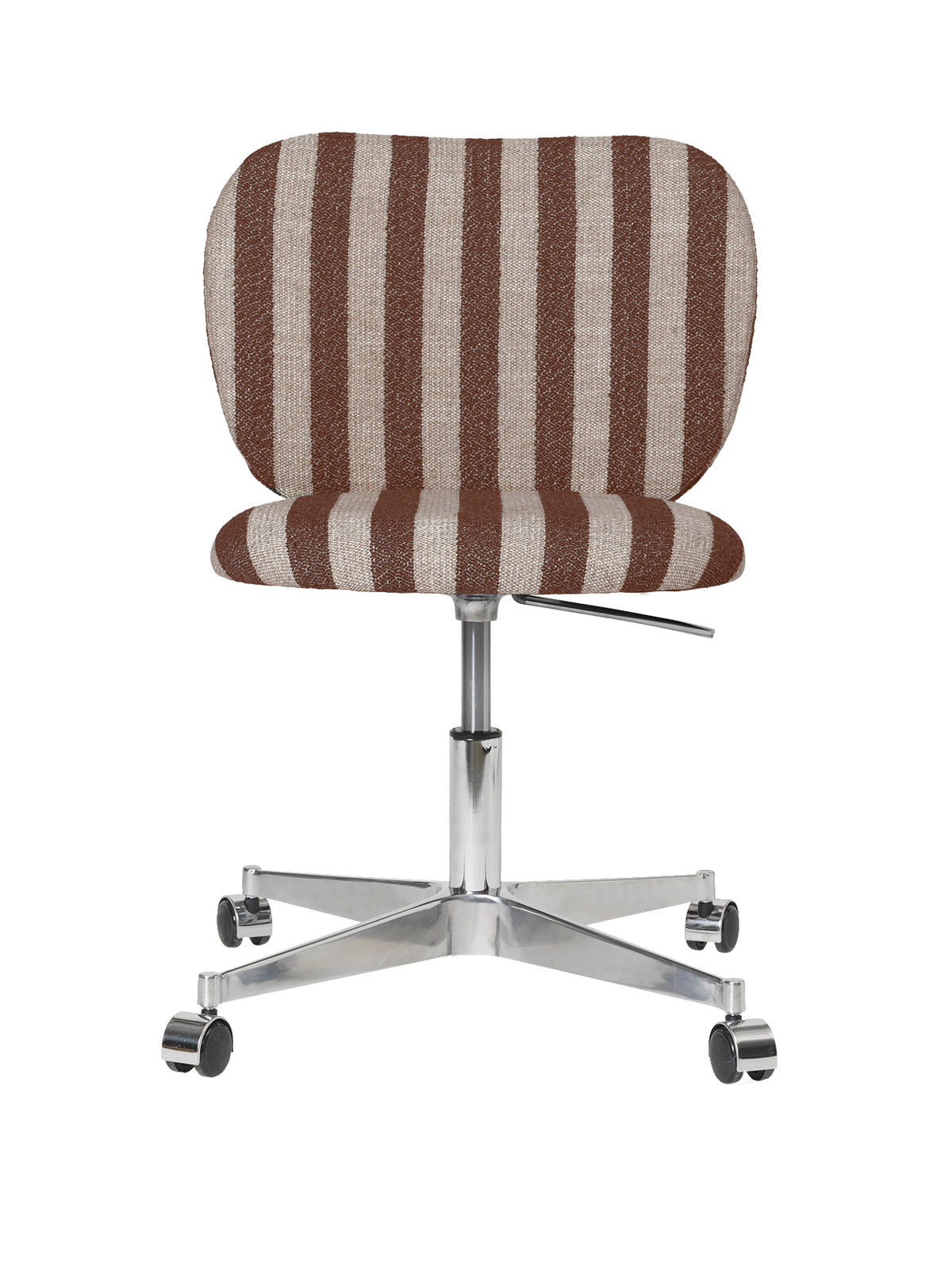 Rico Sessel mit Rollen, Stuhl mit Armlehne, runde Form, Bouclé-Bezug in Offwhite