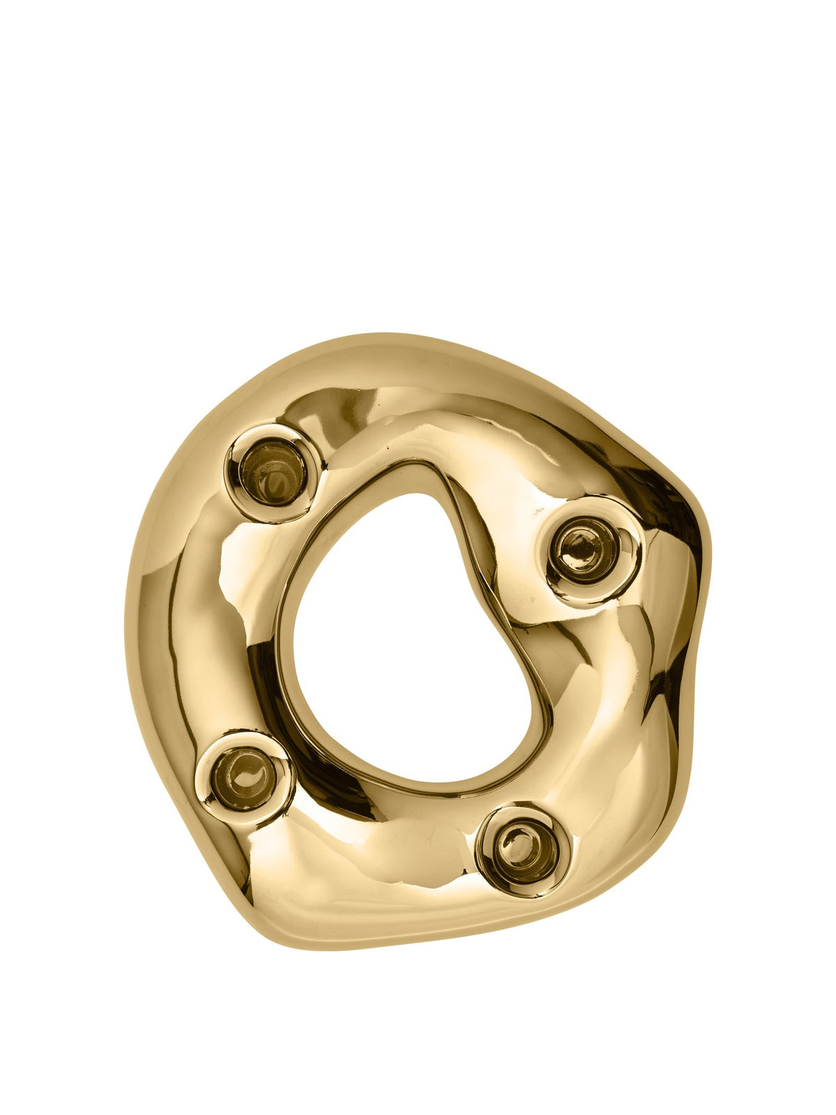 Ring-Kerzenhalter Bellure von Ferm Living aus galvanisiertem Porzellan in Messing-Finish, organische Ringform für vier Kerzen.