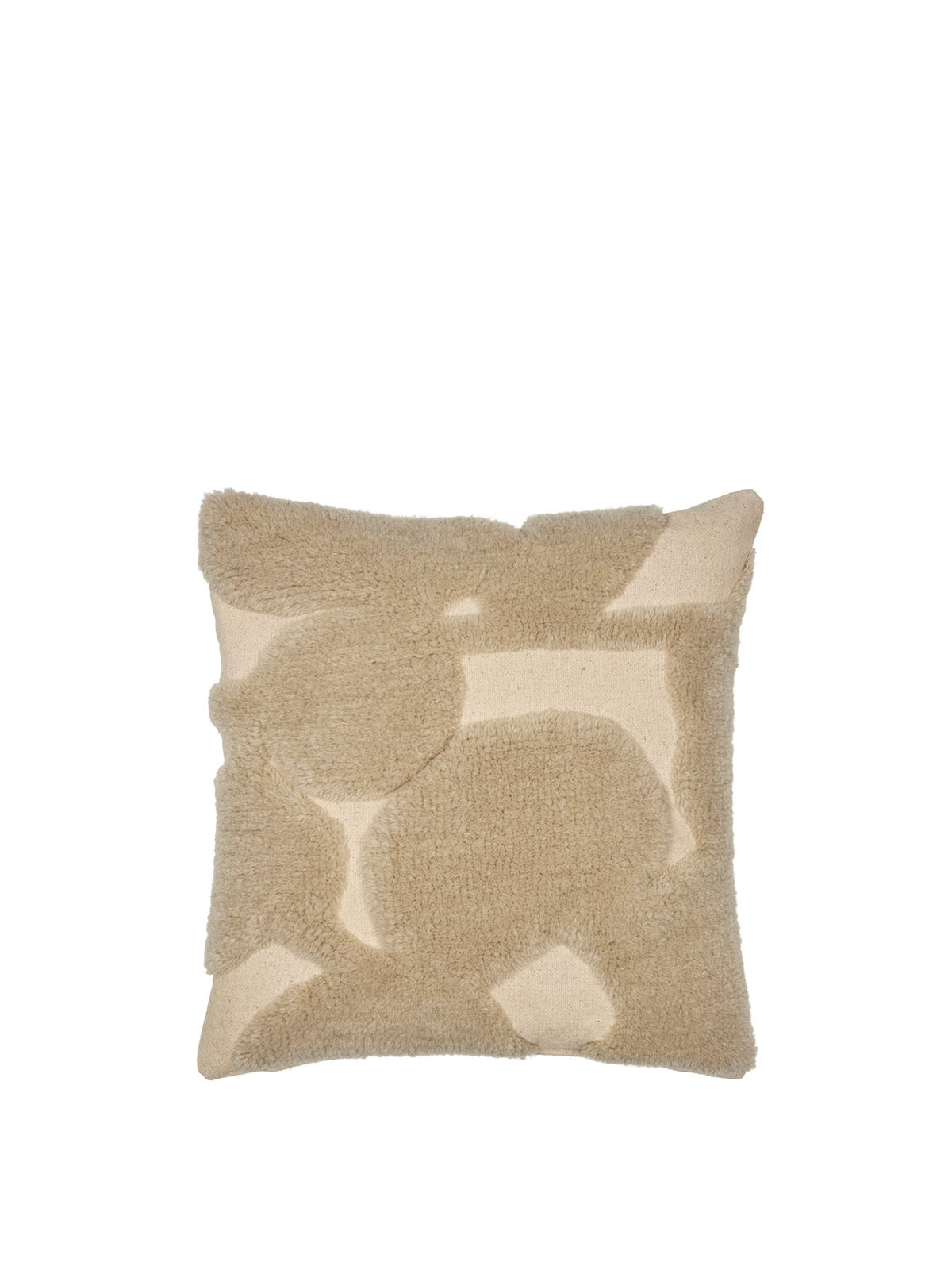 Cilla getuftetes Dekokissen von Ferm Living in Off-White, quadratische Form mit botanischem Tuftingmuster aus Wolle und Baumwolle.
