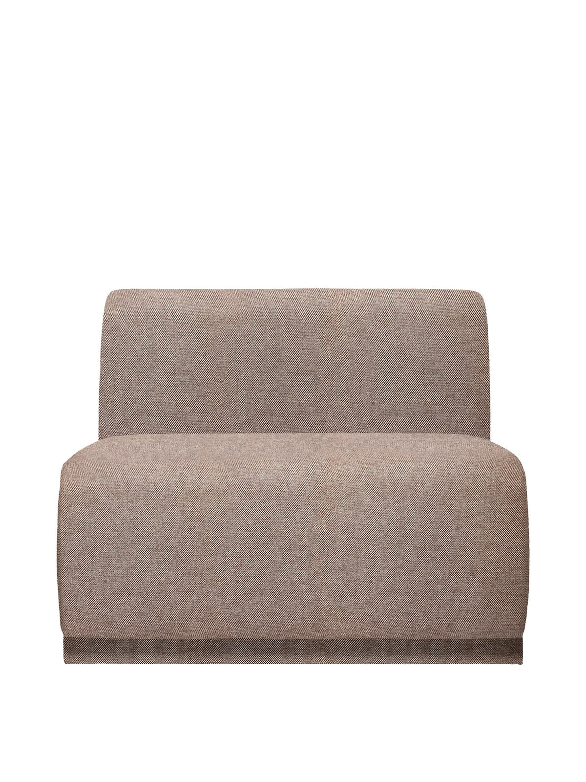 Modulares Sofa-Mittelelement Rico von Ferm Living in Stoff Main Line Flax, Farbe Kaffee, mit geschwungener Rückenlehne und verstellbaren Füssen.