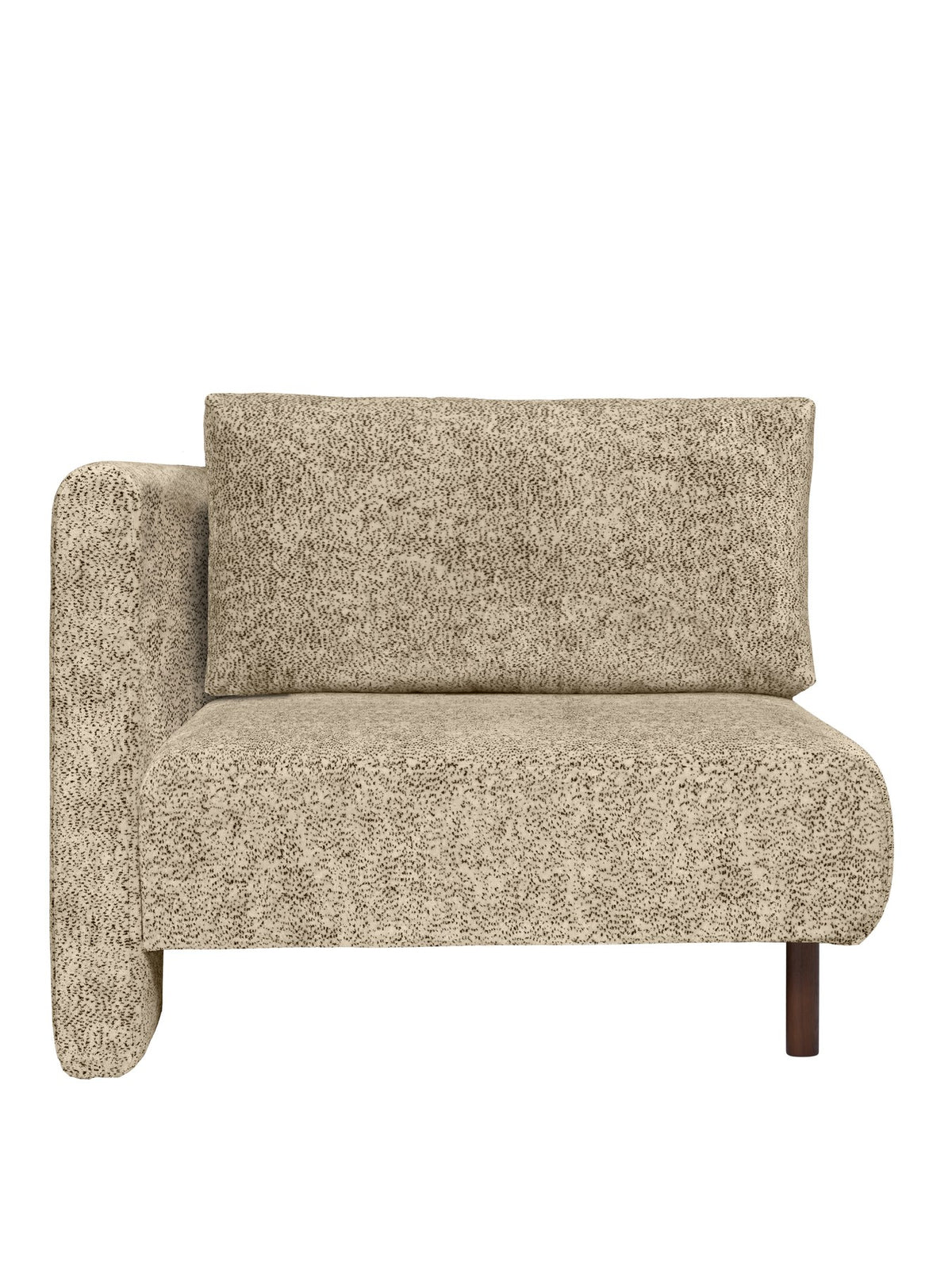 Produktbild der Dase Armlehne L in Poppy Samt Butter/Black von Ferm Living, Sofa-Zubehör mit Samtbezug und Holzbeinen aus Massivholz.