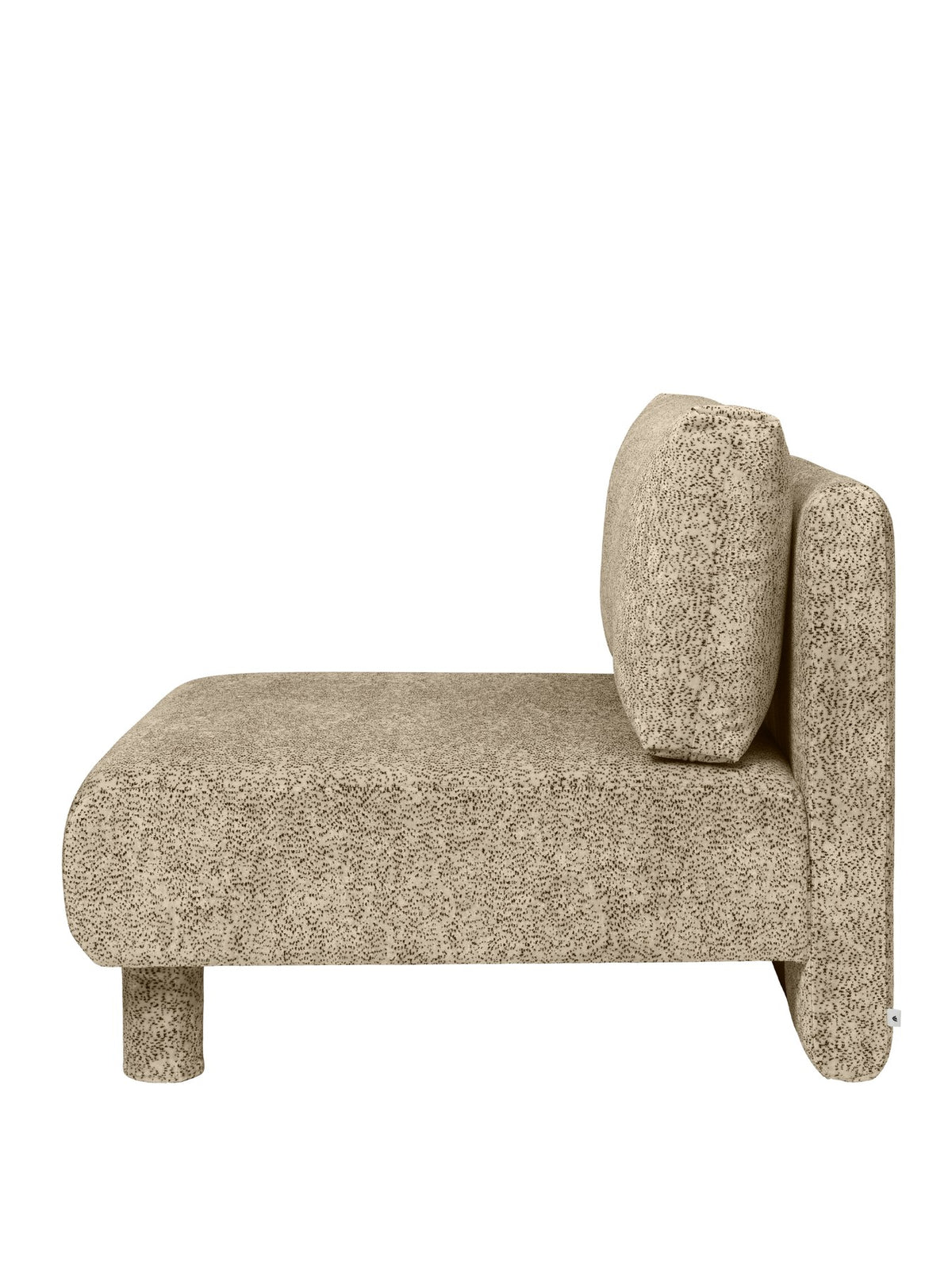 Modulares Sofa-Mittelteil Dase von Ferm Living in Poppy Samt, Farbe Butter/Black, mit gepolsterter Rückenlehne und wahlweise Holz- oder Polsterbeinen.