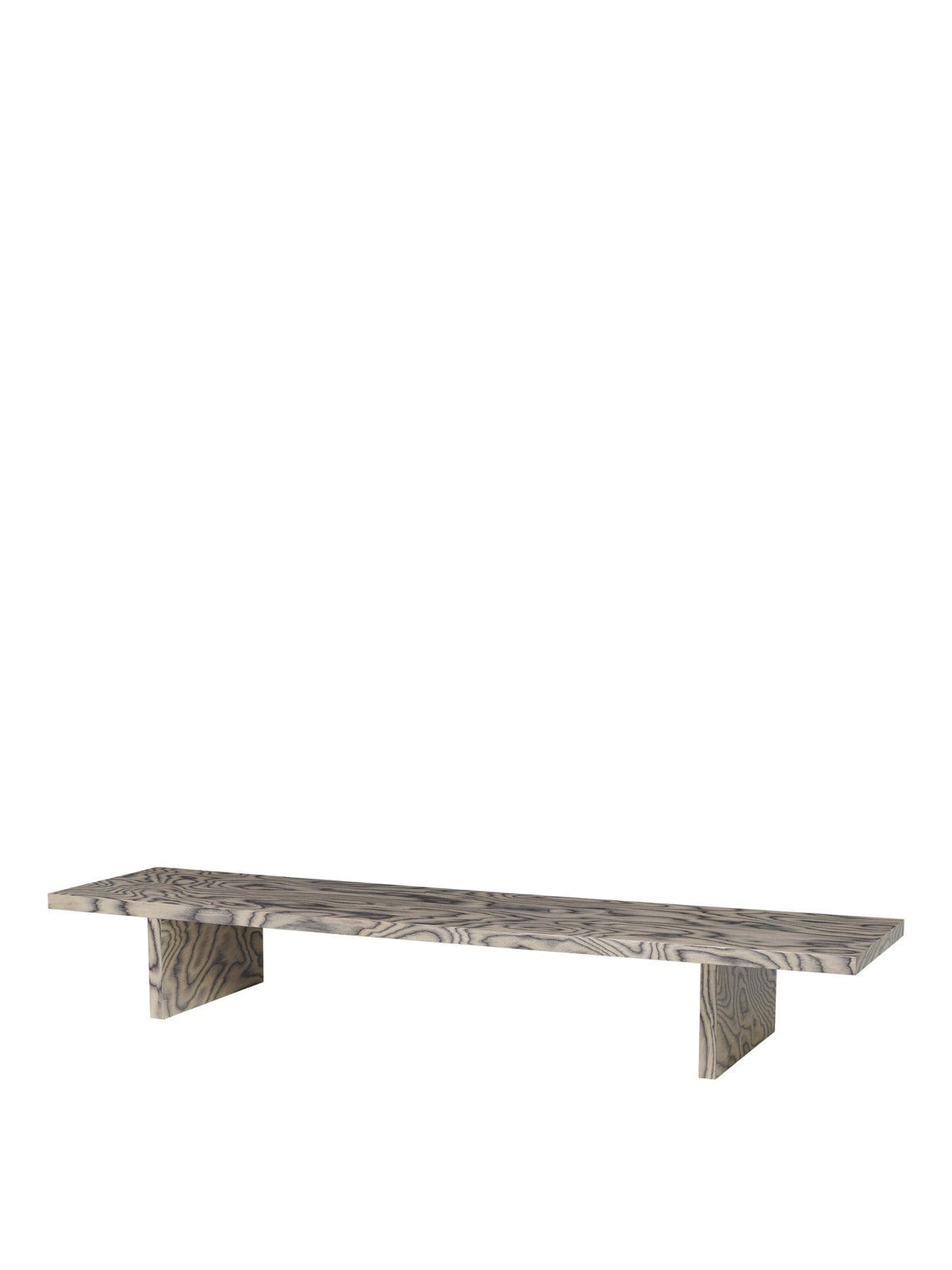 Grauer Kona Vitrinentisch von Ferm Living aus Kiefernfurnier mit MDP-Kern, rechteckige Form, klare Linien, als Beistelltisch für Deko und Bücher.
