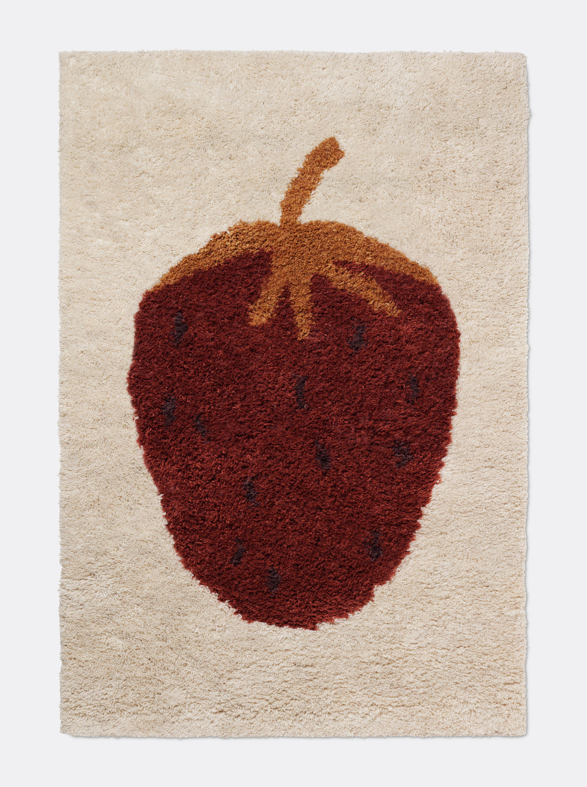 Fruiticana Tuftteppich von Ferm Living, mehrfarbig mit Ananasmotiv, Vorderseite aus getufteter neuseeländischer Wolle, Rückseite aus Baumwolle, rechteckige Form