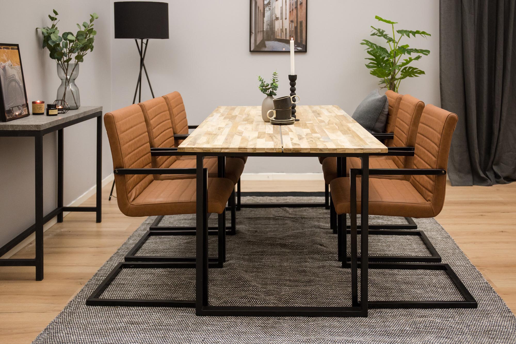 Cirebon Esszimmerset + Art 200cm/6St. in Schwarz Braun präsentiert im Onlineshop von KAQTU Design AG. Esszimmerset ist von Venture Home
