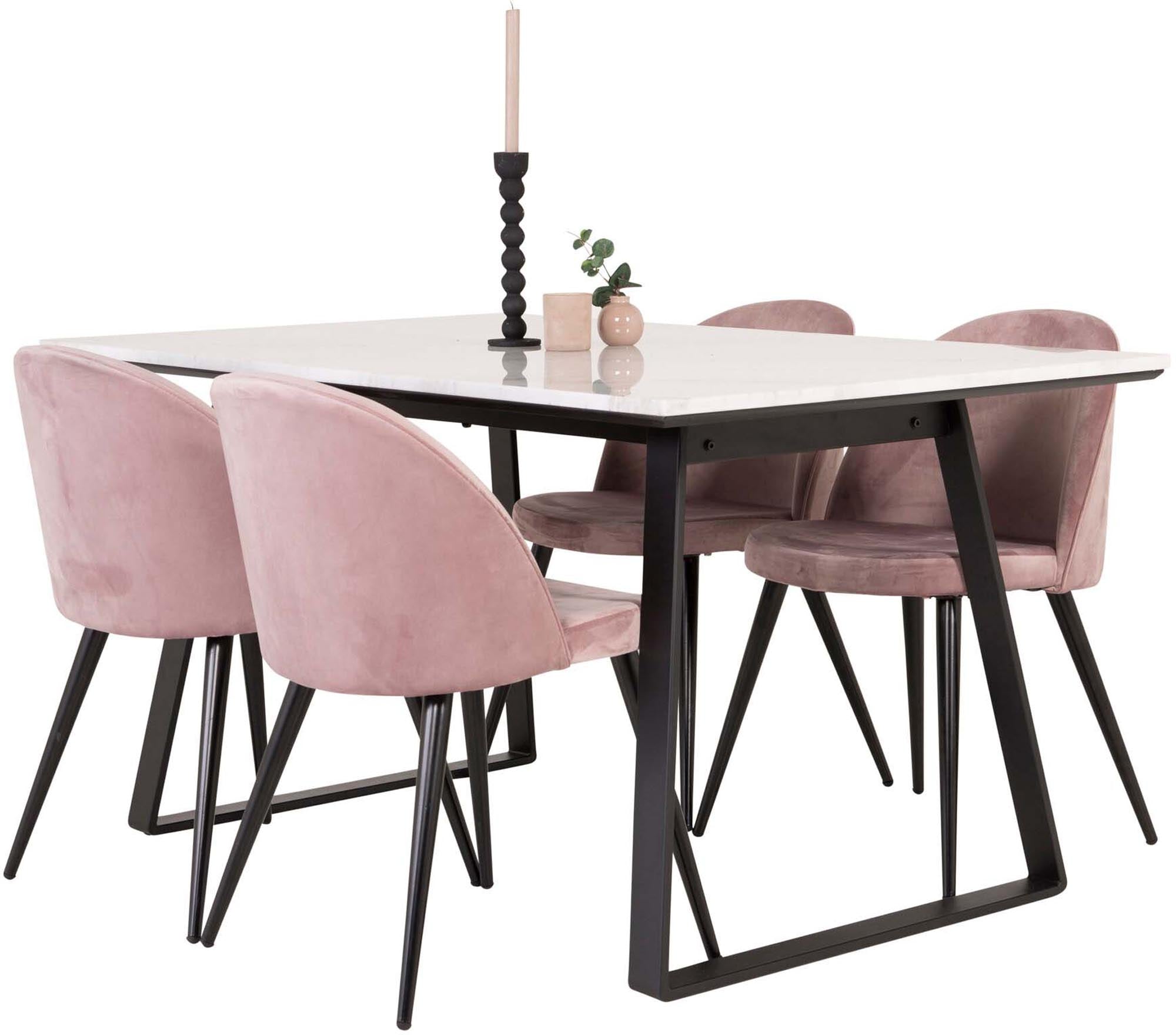 Estelle Esszimmerset: 140cm Tisch & 4 edle Samtstühle von Venture Home.