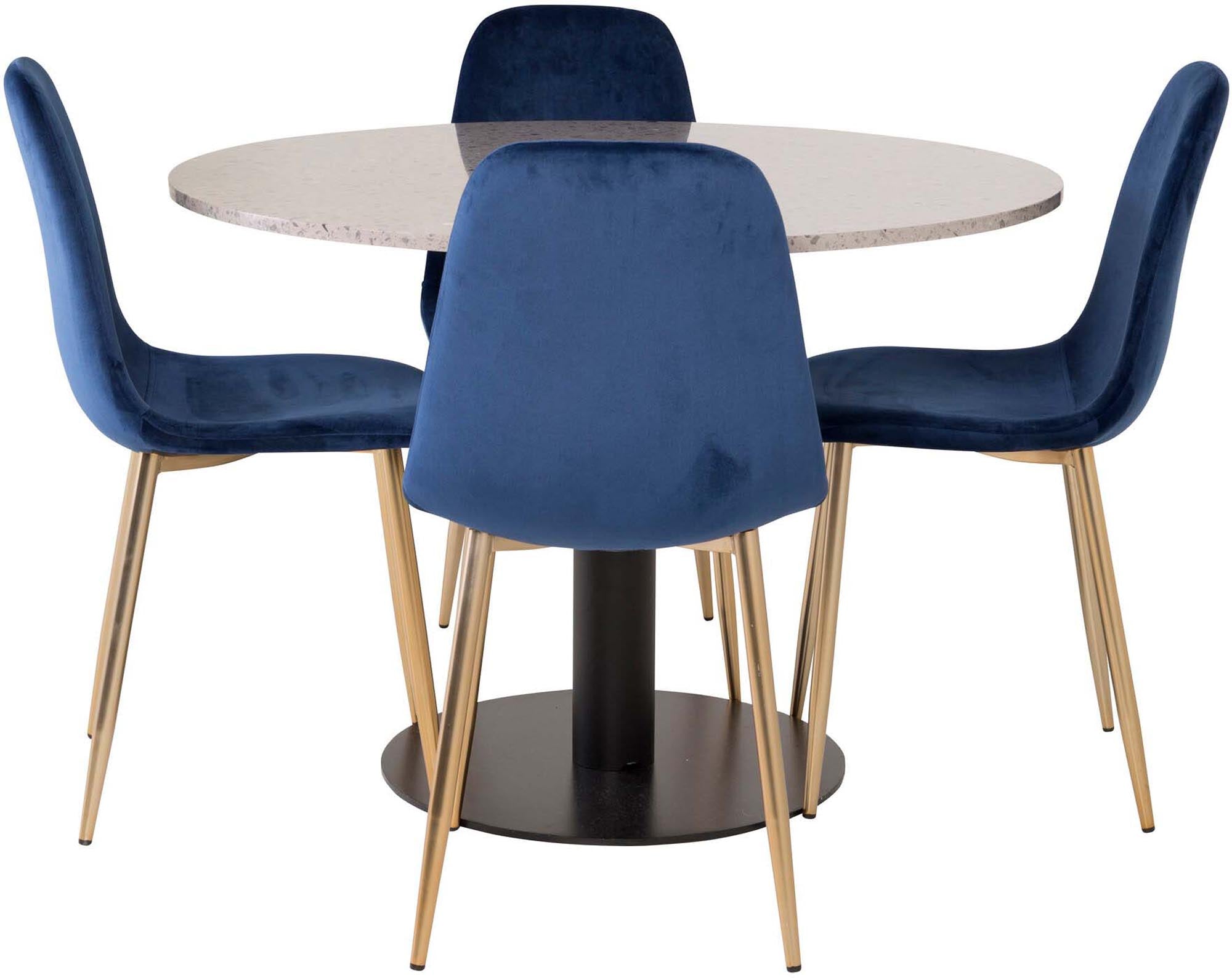 Razzia Esszimmerset + Polar ⌀106cm/4St. in Grau / Blau / Gold präsentiert im Onlineshop von KAQTU Design AG. Esszimmerset ist von Venture Home
