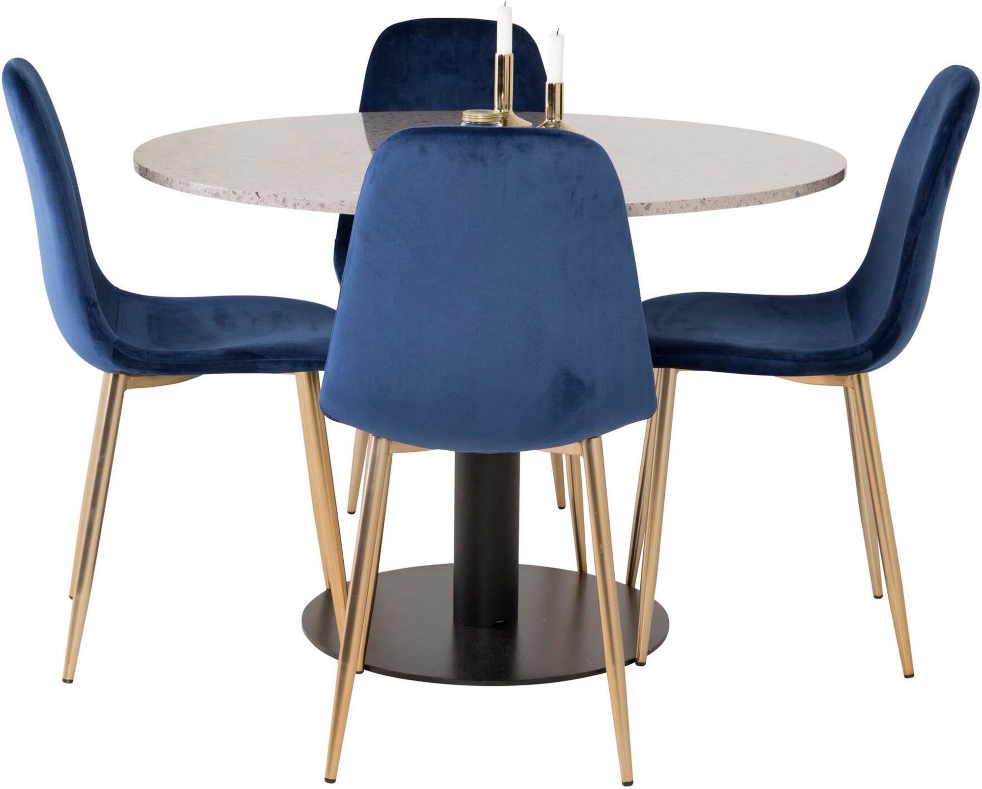 Razzia Esszimmerset + Polar ⌀106cm/4St. in Grau / Blau / Gold präsentiert im Onlineshop von KAQTU Design AG. Esszimmerset ist von Venture Home