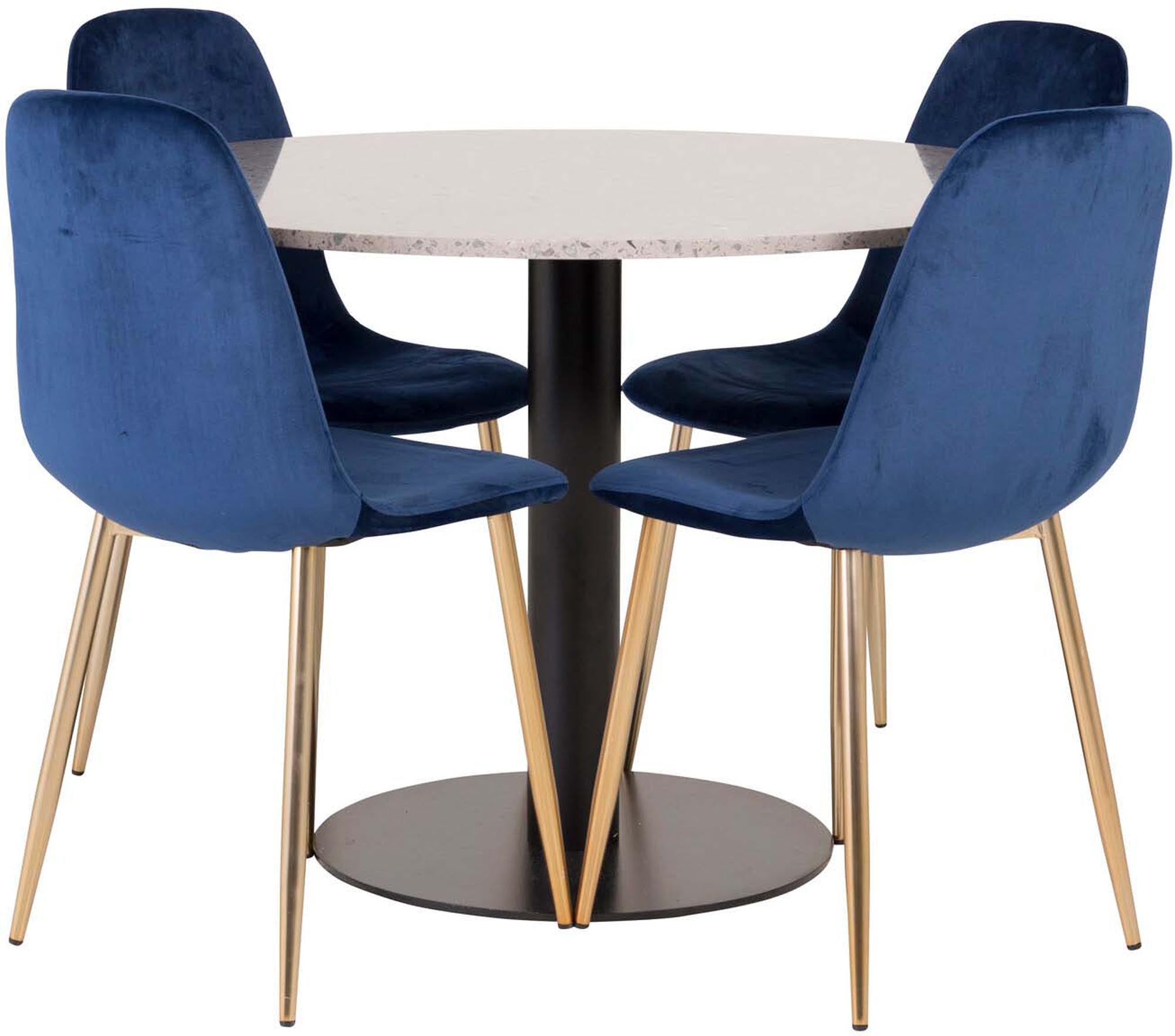 Razzia Esszimmerset + Polar ⌀106cm/4St. in Grau / Blau / Gold präsentiert im Onlineshop von KAQTU Design AG. Esszimmerset ist von Venture Home