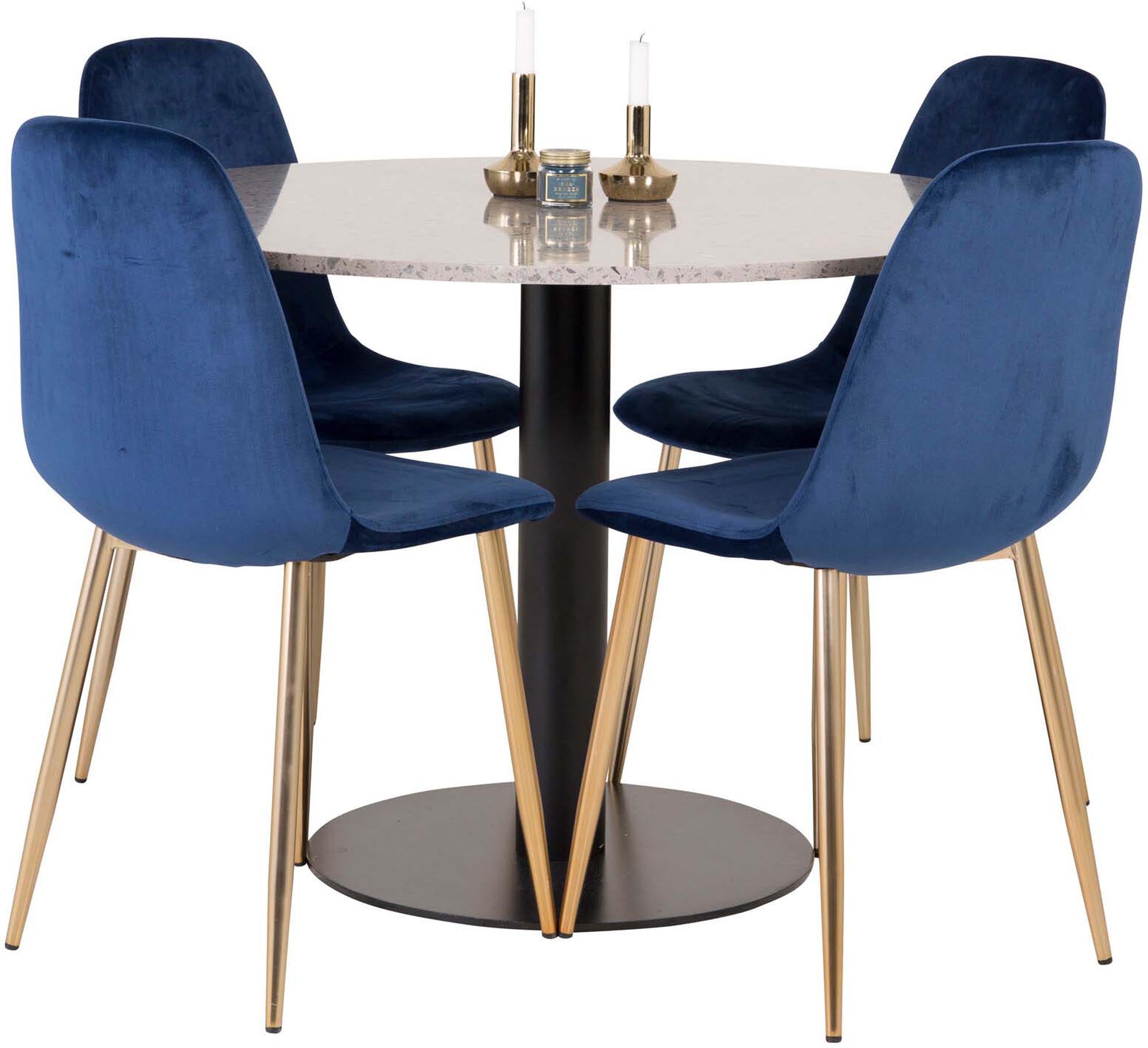Razzia Esszimmerset + Polar ⌀106cm/4St. in Grau / Blau / Gold präsentiert im Onlineshop von KAQTU Design AG. Esszimmerset ist von Venture Home