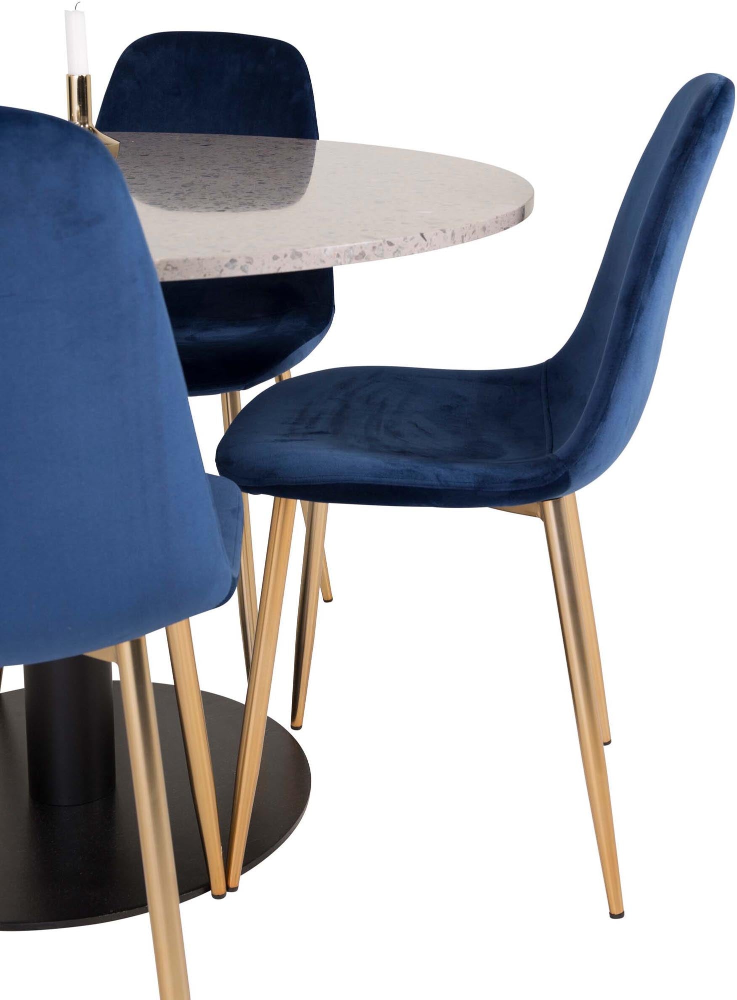 Razzia Esszimmerset + Polar ⌀106cm/4St. in Grau / Blau / Gold präsentiert im Onlineshop von KAQTU Design AG. Esszimmerset ist von Venture Home