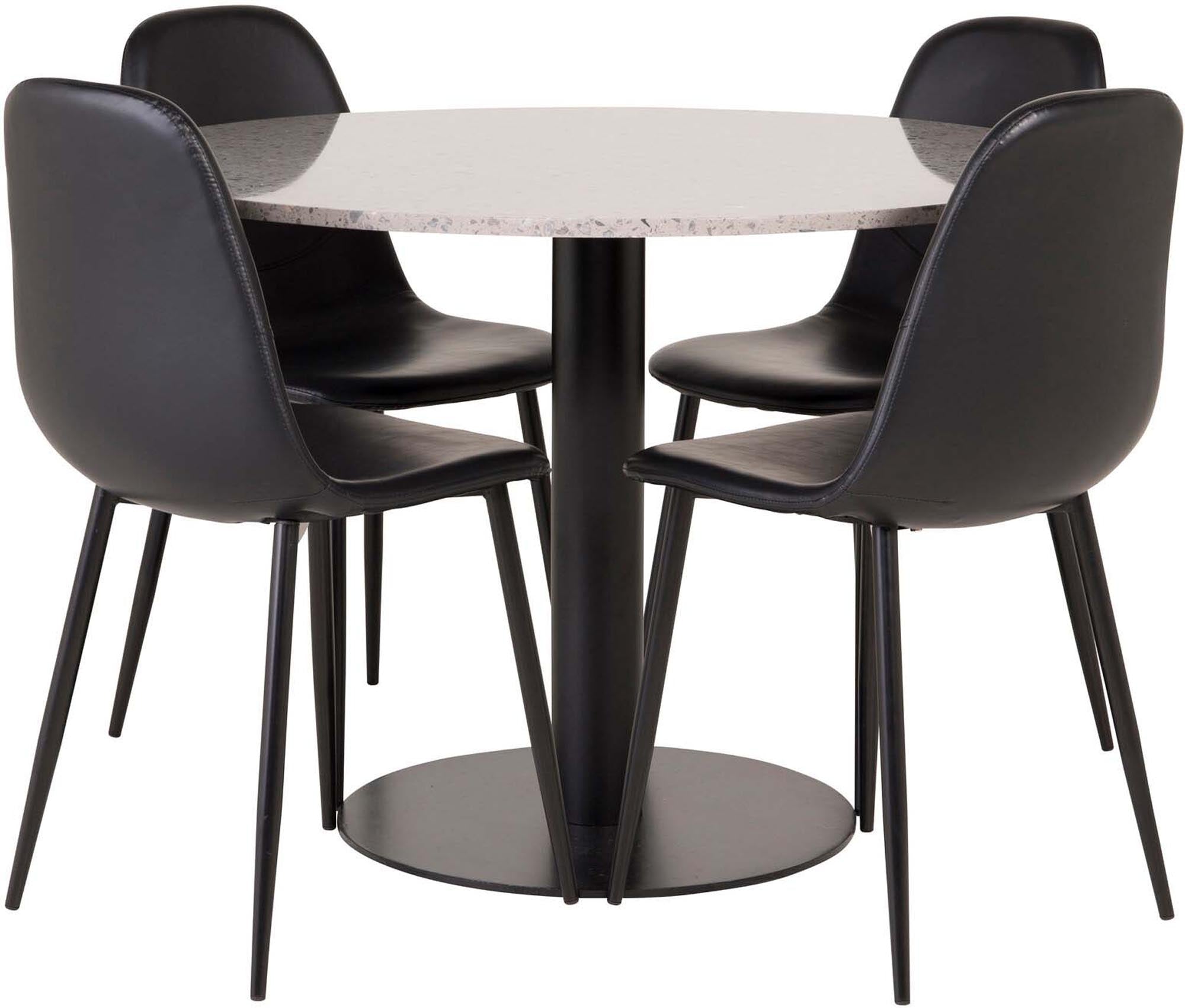 Razzia Esszimmerset + Polar ⌀106cm/4St. in Grau / Schwarz präsentiert im Onlineshop von KAQTU Design AG. Esszimmerset ist von Venture Home
