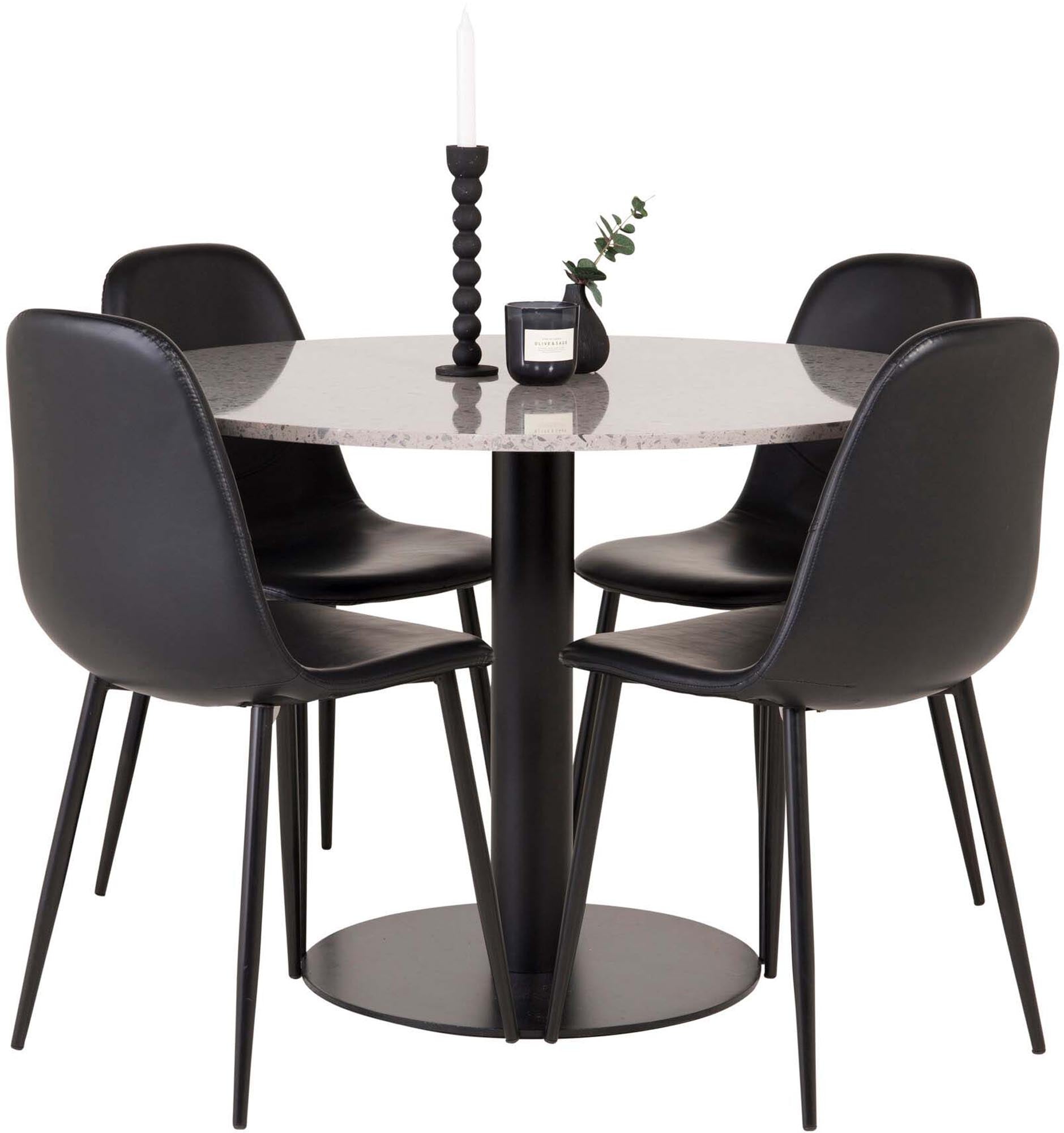 Razzia Esszimmerset + Polar ⌀106cm/4St. in Grau / Schwarz präsentiert im Onlineshop von KAQTU Design AG. Esszimmerset ist von Venture Home