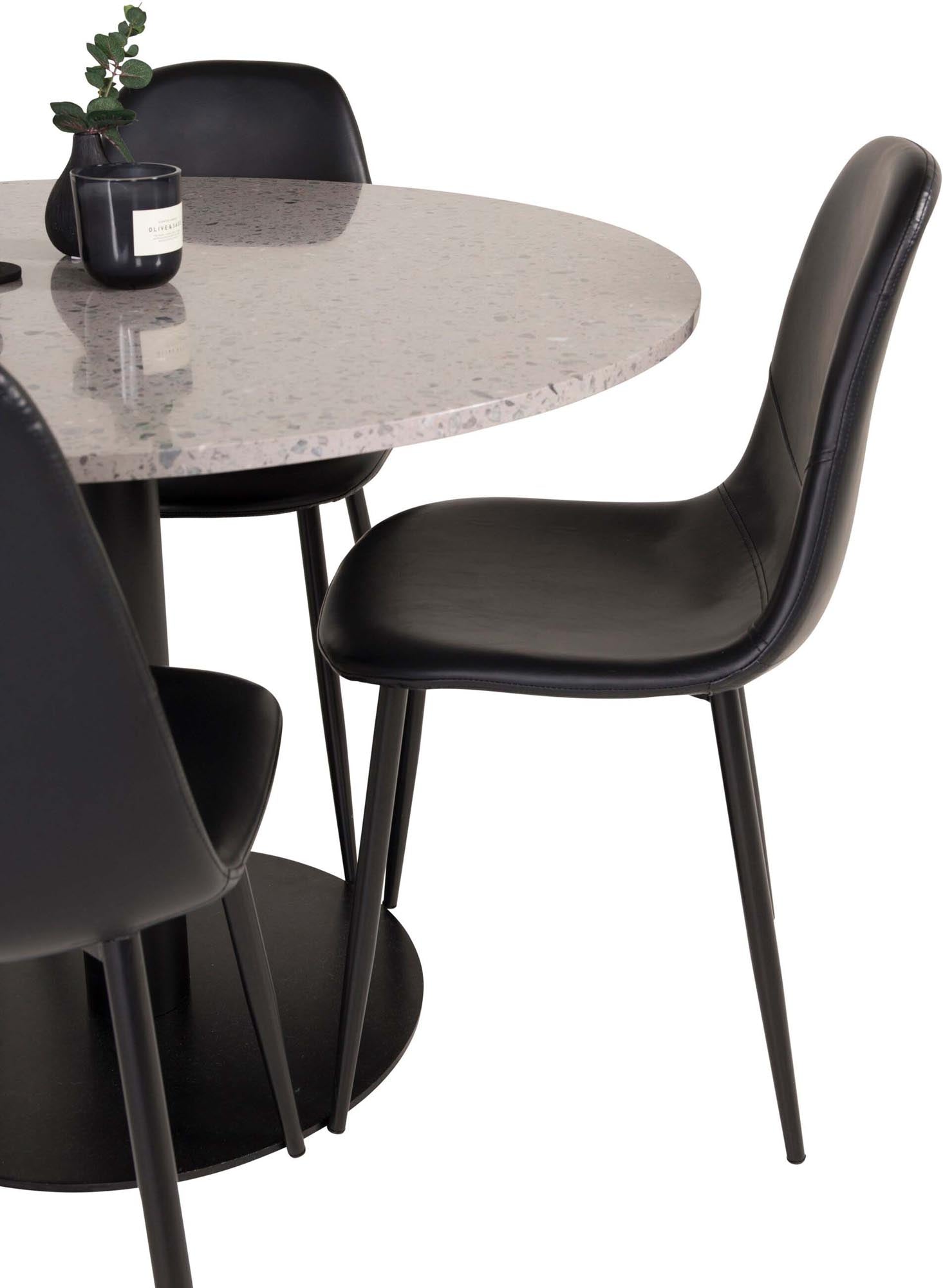 Razzia Esszimmerset + Polar ⌀106cm/4St. in Grau / Schwarz präsentiert im Onlineshop von KAQTU Design AG. Esszimmerset ist von Venture Home