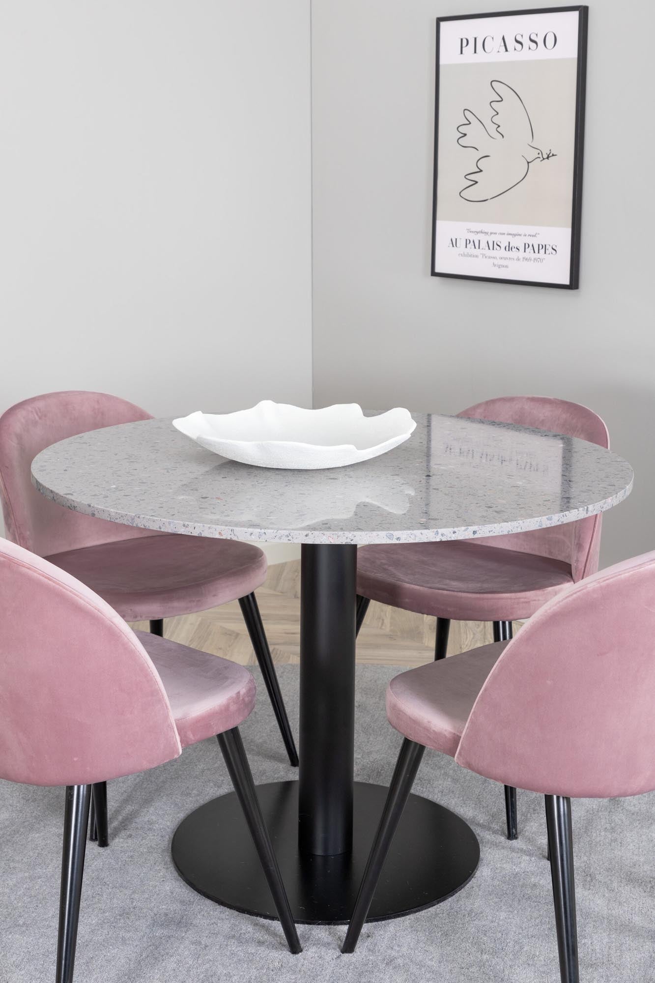 Razzia Esszimmerset: Velvet Tisch & 4 Stühle, 106cm, von Venture Home.