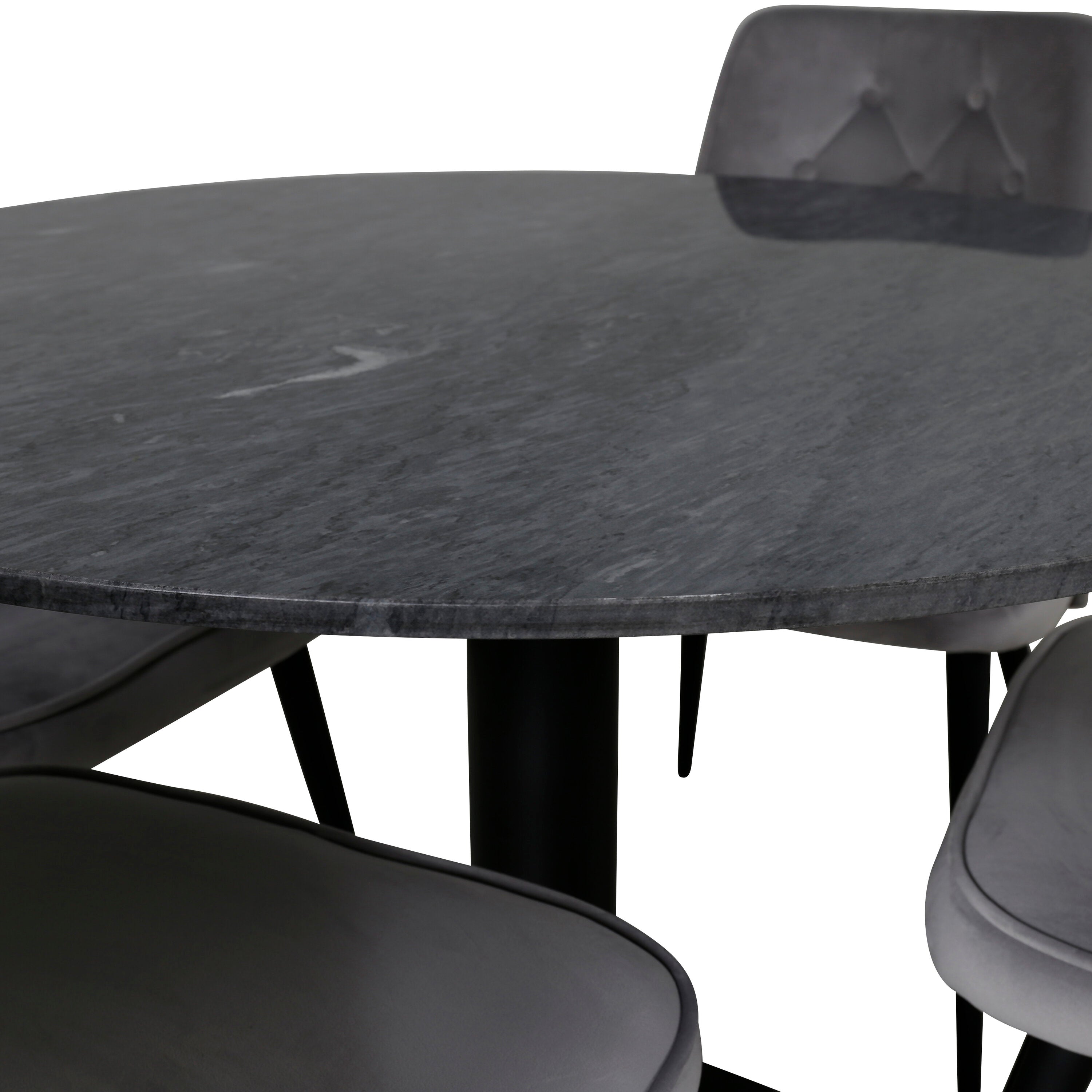 Estelle Esszimmerset + Velvet Deluxe 140cm/4St. in Schwarz präsentiert im Onlineshop von KAQTU Design AG. Esszimmerset ist von Venture Home