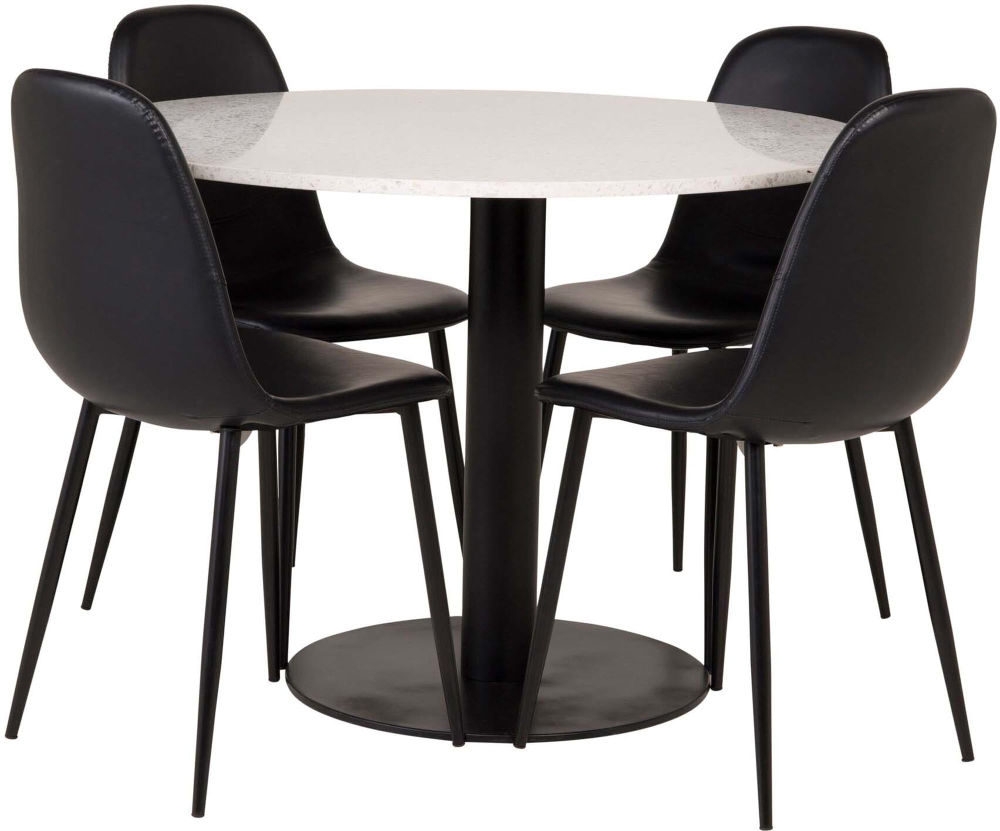 Razzia Esszimmerset + Polar ⌀106cm/4St. in Weiss / Schwarz präsentiert im Onlineshop von KAQTU Design AG. Esszimmerset ist von Venture Home