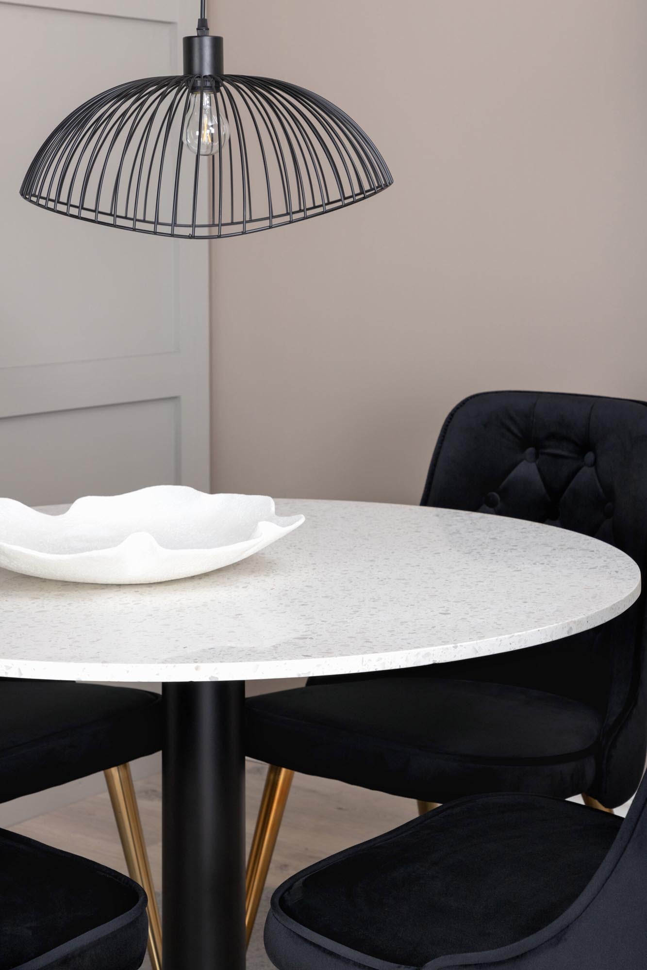 Razzia Esszimmerset + Velvet Deluxe ⌀106cm/4St. in Weiss / Schwarz / Gold präsentiert im Onlineshop von KAQTU Design AG. Esszimmerset ist von Venture Home