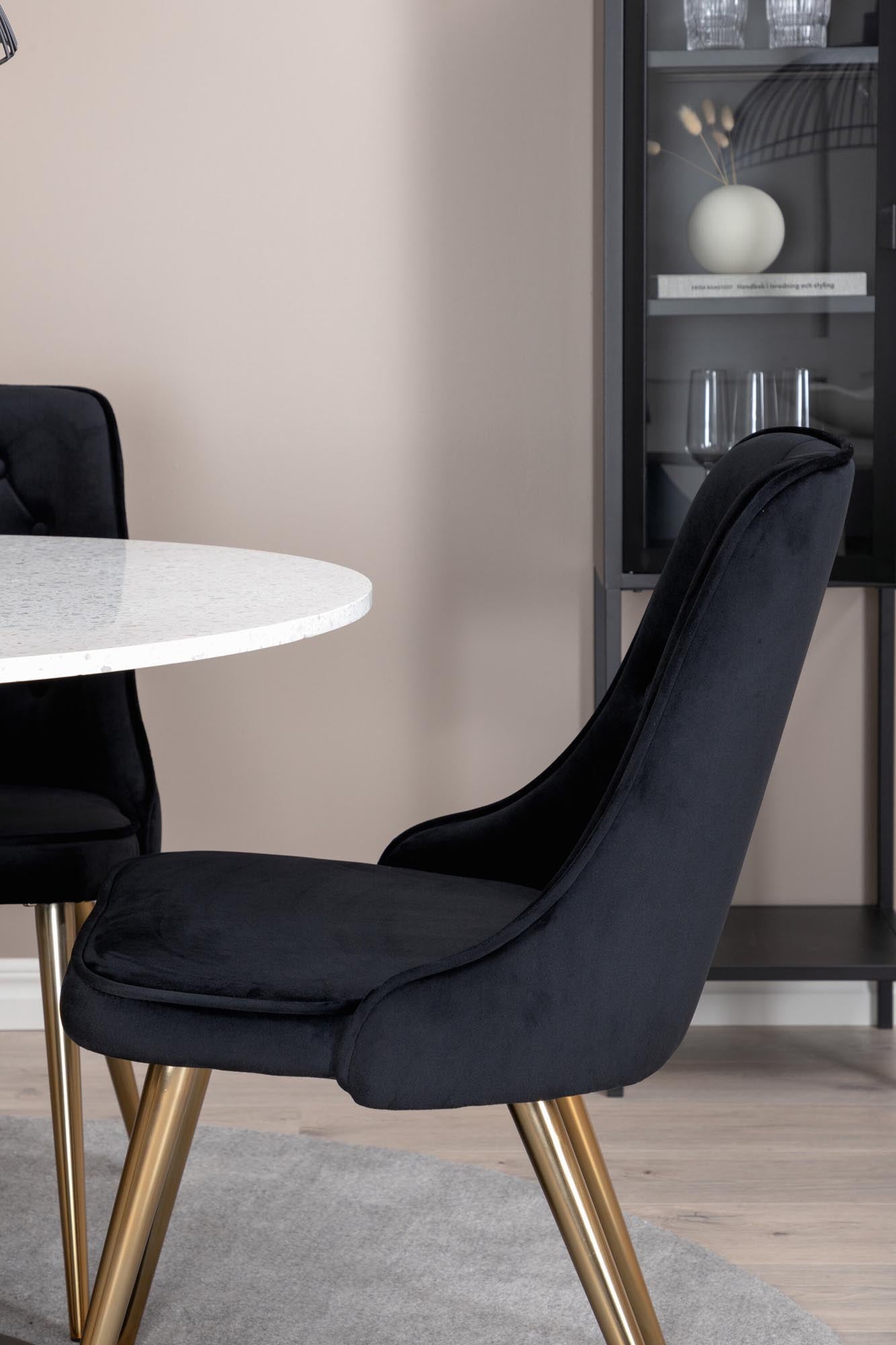 Razzia Esszimmerset + Velvet Deluxe ⌀106cm/4St. in Weiss / Schwarz / Gold präsentiert im Onlineshop von KAQTU Design AG. Esszimmerset ist von Venture Home