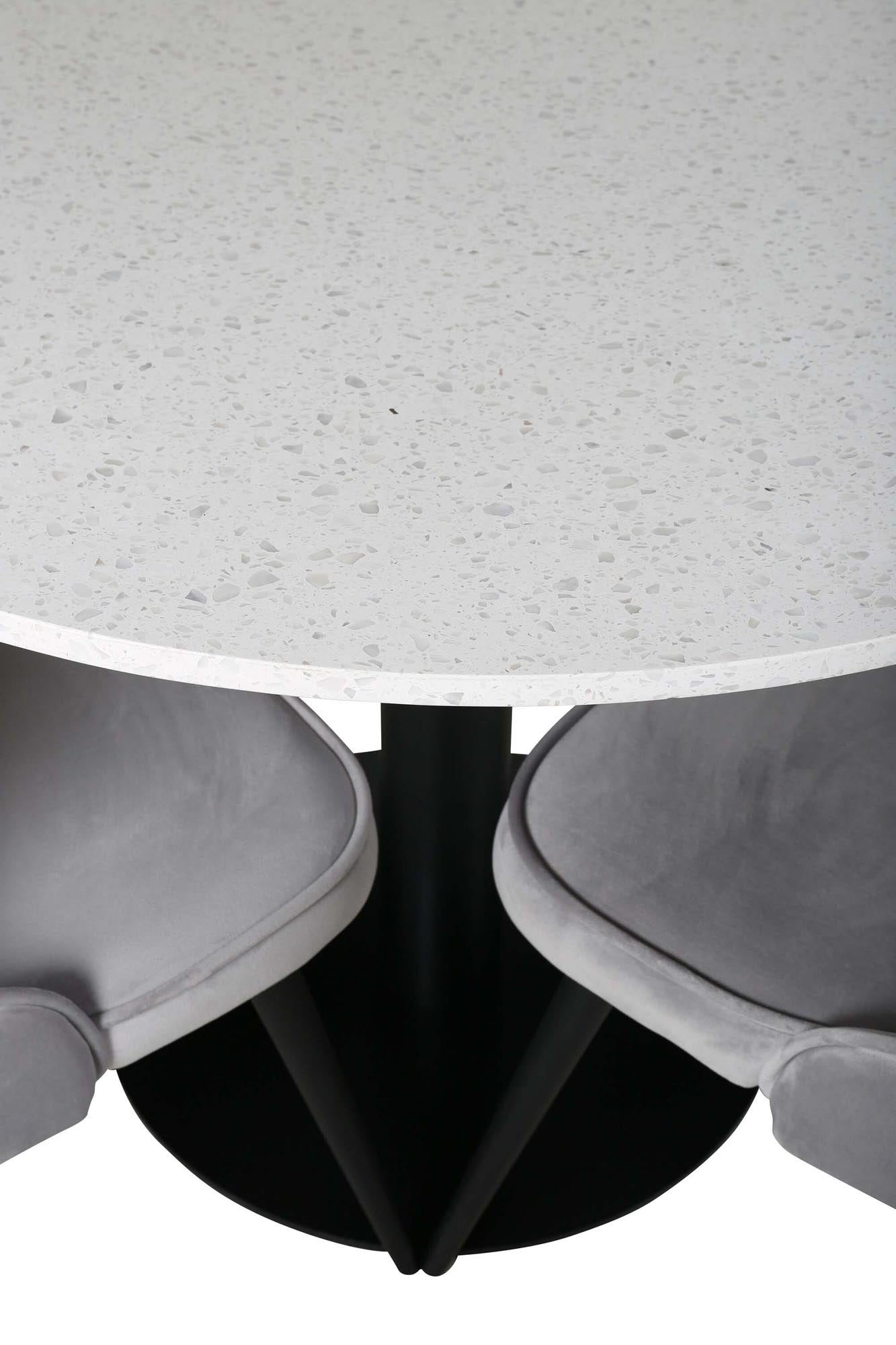 Razzia Esszimmerset + Velvet Deluxe ⌀106cm/4St. in Grau / Schwarz präsentiert im Onlineshop von KAQTU Design AG. Esszimmerset ist von Venture Home