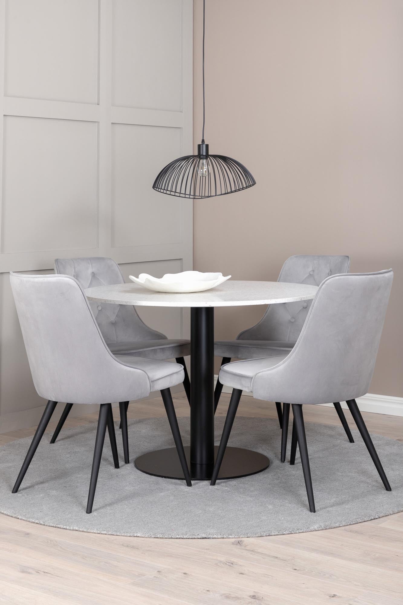 Razzia Esszimmerset + Velvet Deluxe ⌀106cm/4St. in Grau / Schwarz präsentiert im Onlineshop von KAQTU Design AG. Esszimmerset ist von Venture Home