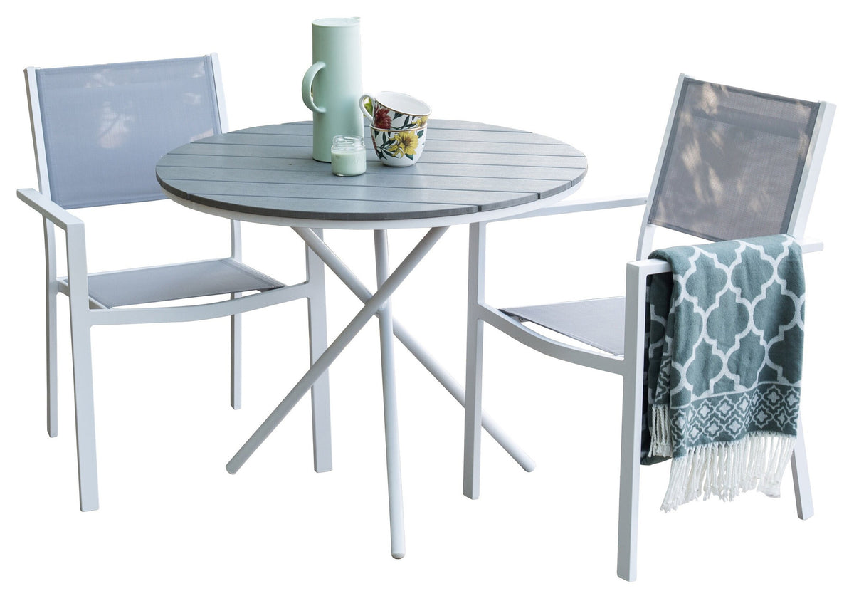 Parma Outdoor-Tischset + Copacabana ⌀90cm/2St. in Grau weiss präsentiert im Onlineshop von KAQTU Design AG. Gartentischset ist von Venture Home