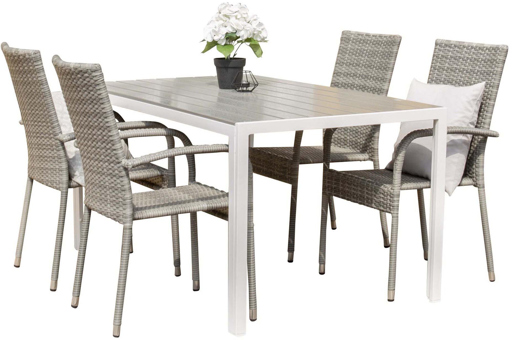 Break Outdoor-Tischset + Anna 205cm/4St. in Grau präsentiert im Onlineshop von KAQTU Design AG. Gartentischset ist von Venture Home