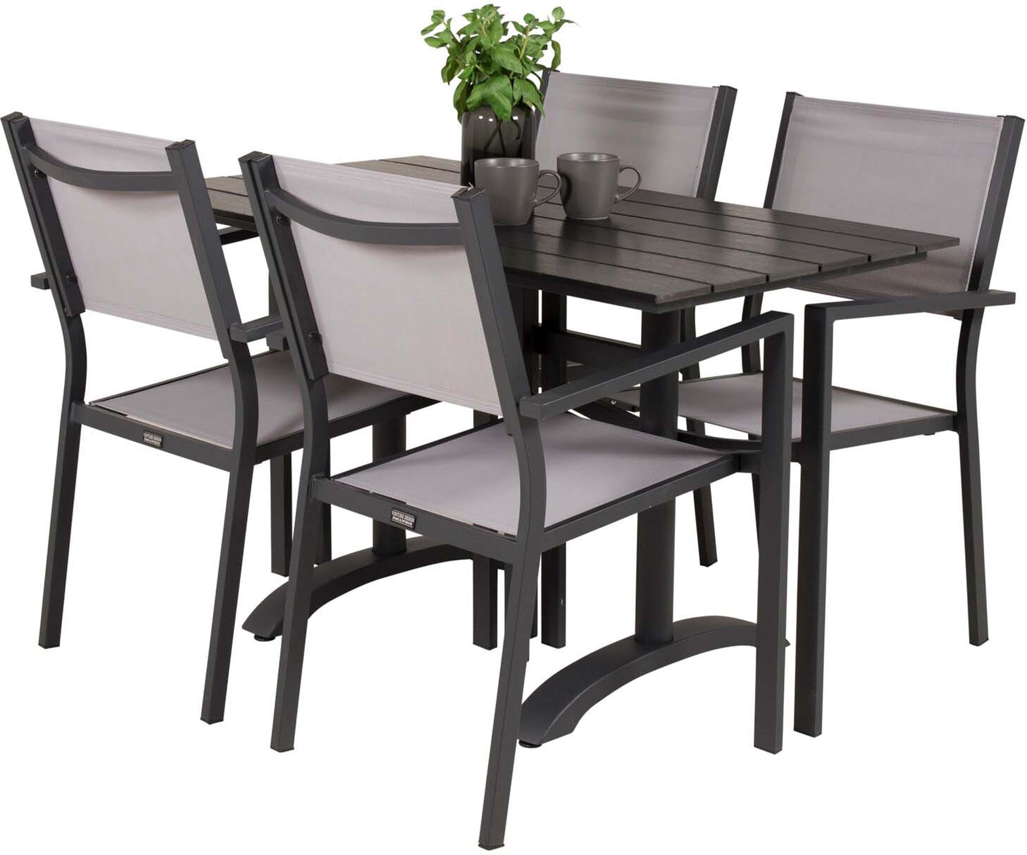 Stilvolles Denver Tischset für 4, perfekt für Balkon und Terrasse.