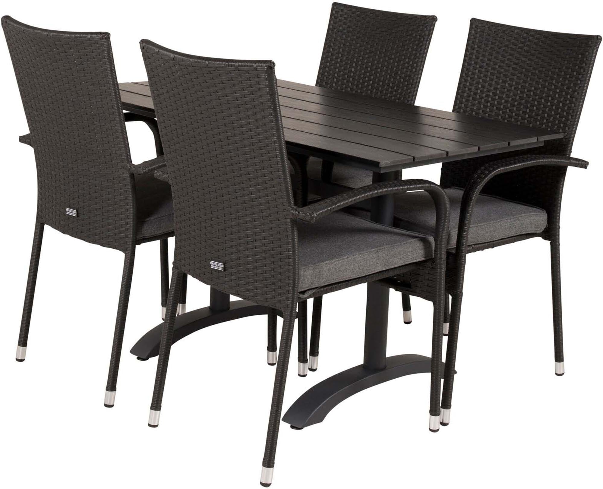 Entdecken Sie das Denver Outdoor-Tischset + Anna 120cm/4St. von Venture Home – ideal für stilvolle und komfortable Momente im Freien.