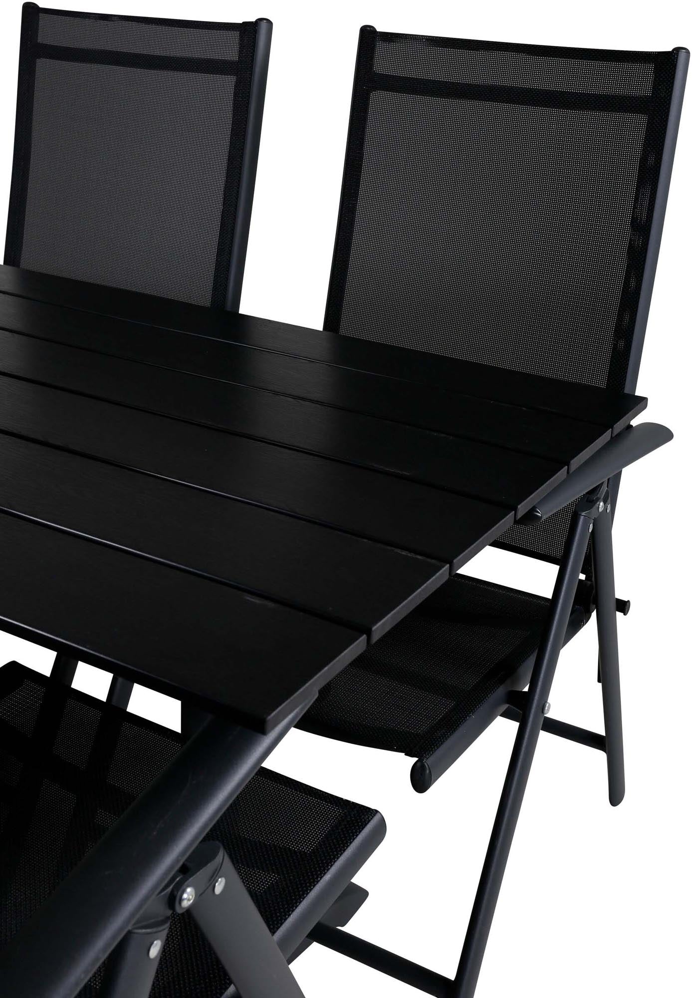 Robustes Denver Tischset mit 4 Break-Stühlen für Terrasse & Balkon.