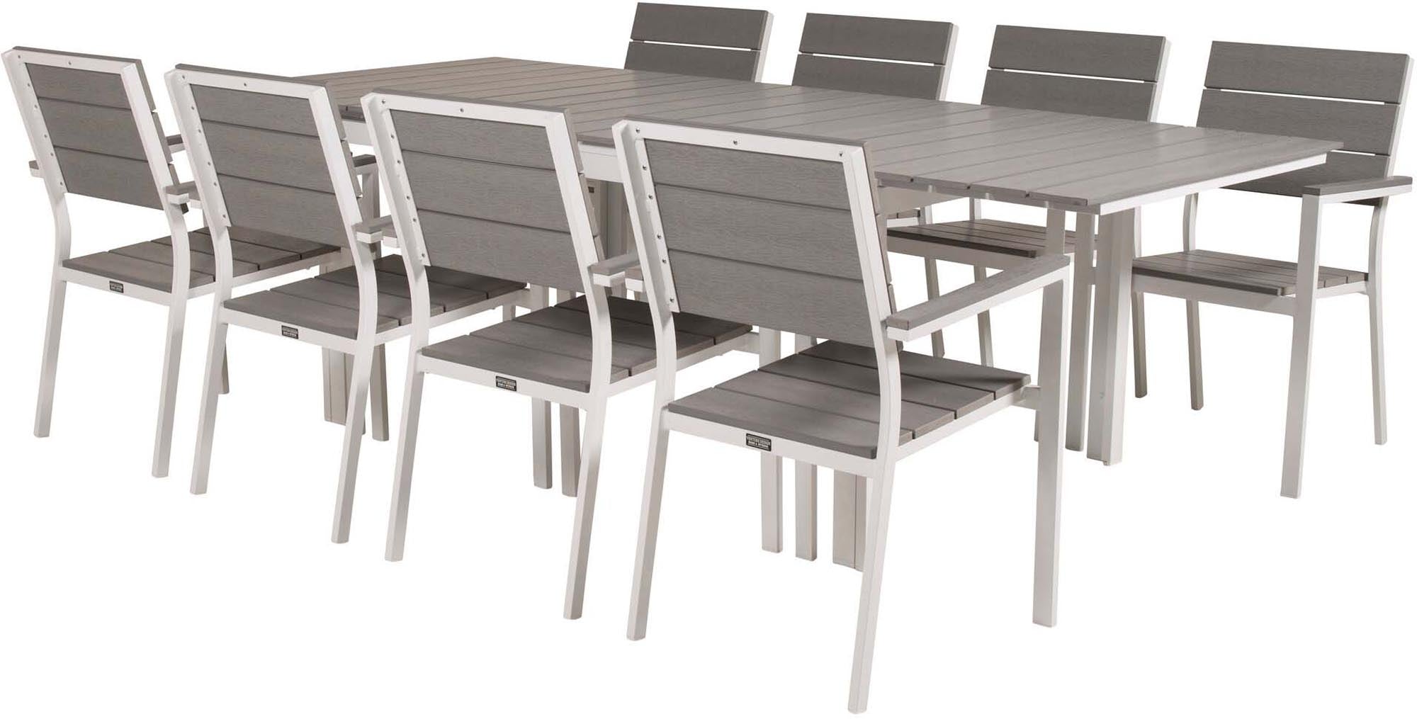 Levels Outdoor-Tischset ausziehbar 160cm/8St. in Grau weiss präsentiert im Onlineshop von KAQTU Design AG. Gartentischset ist von Venture Home