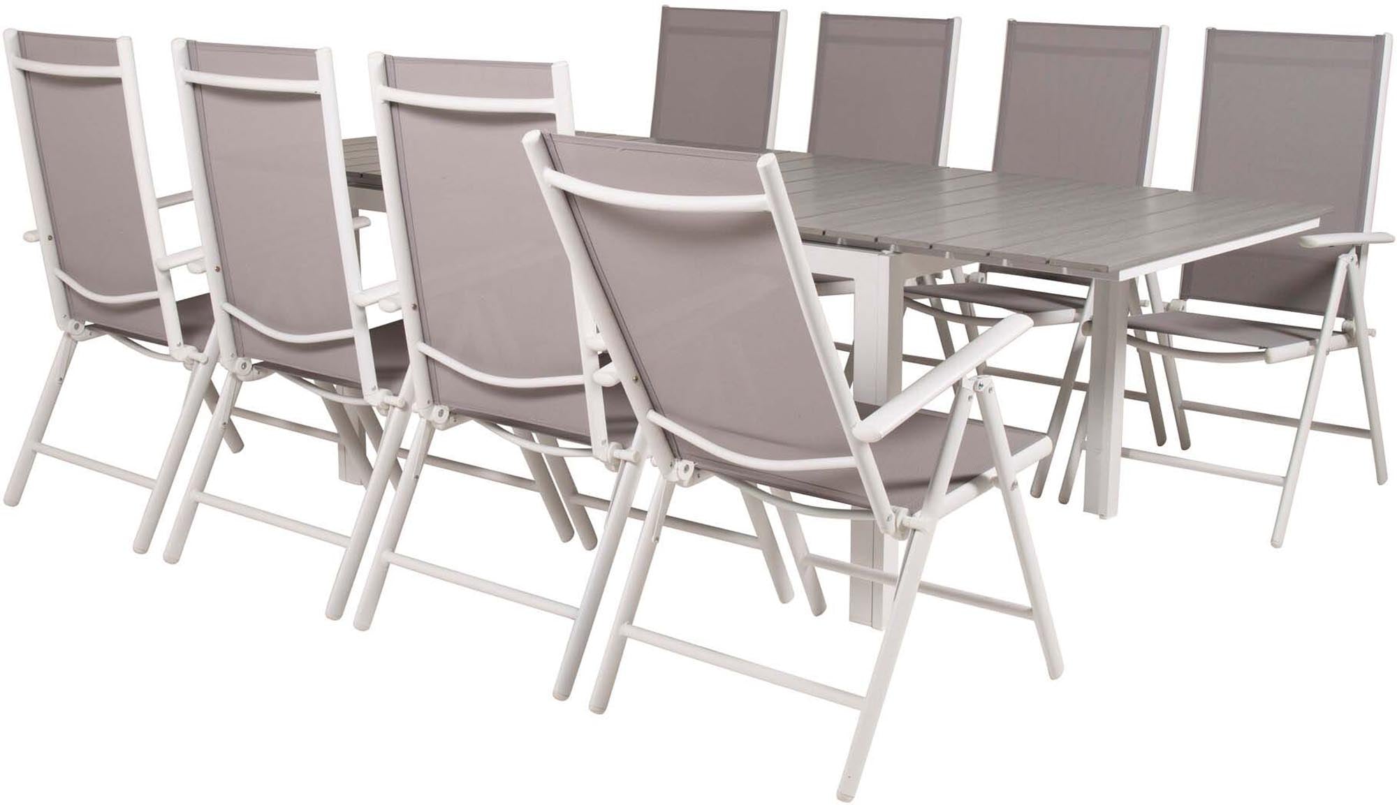 Levels Outdoor-Tischset ausziehbar + Break 160cm/8St. in Grau weiss präsentiert im Onlineshop von KAQTU Design AG. Gartentischset ist von Venture Home