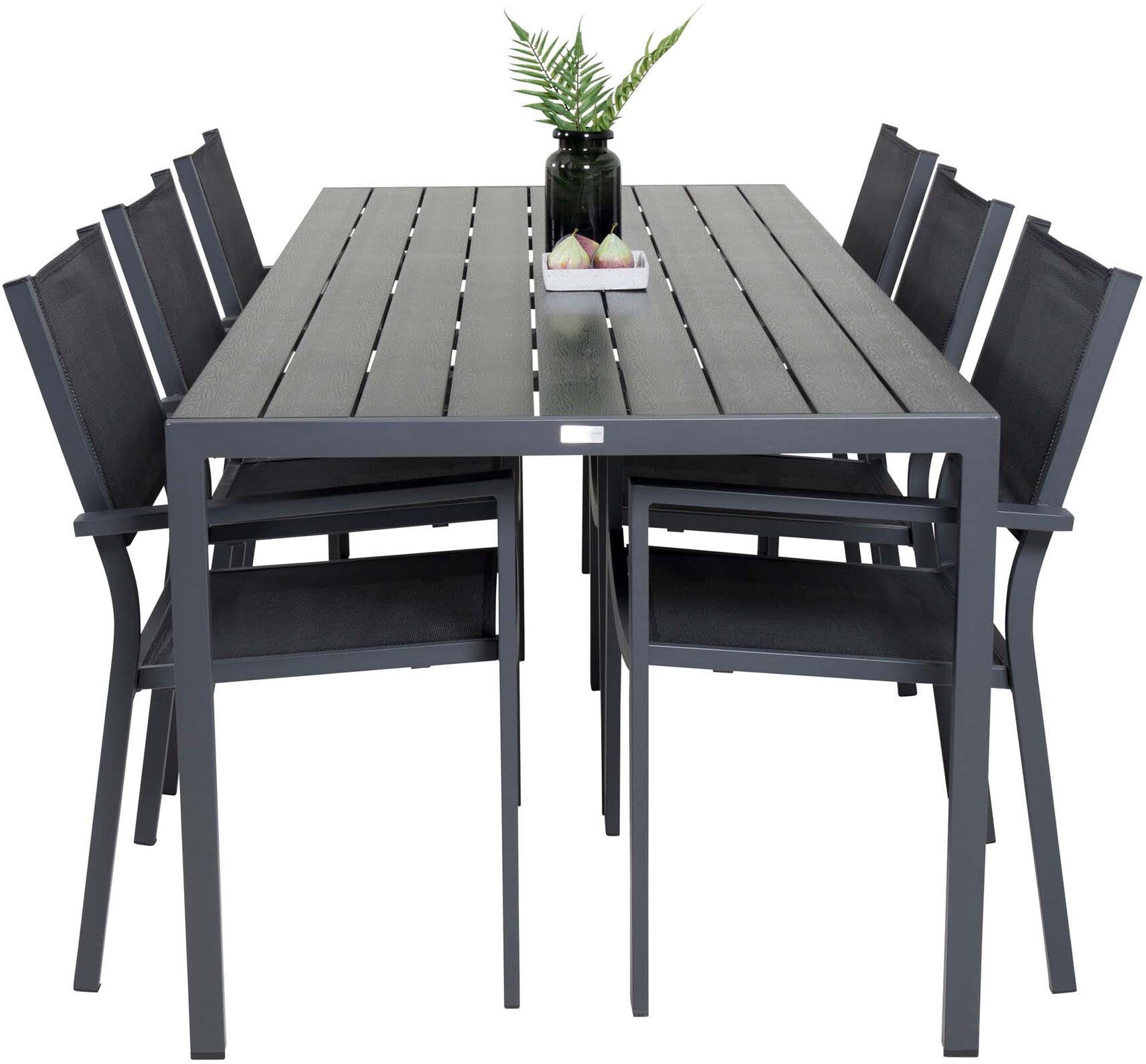 Break Outdoor-Tischset + Copacabana Arm 205cm/6St. in Schwarz präsentiert im Onlineshop von KAQTU Design AG. Gartentischset ist von Venture Home