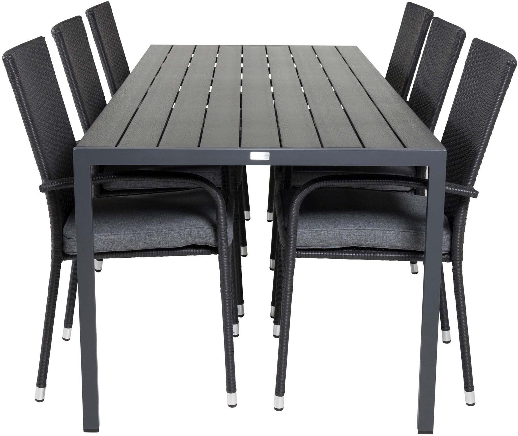 Break Outdoor-Tischset + Anna 205cm/6St. in Schwarz präsentiert im Onlineshop von KAQTU Design AG. Gartentischset ist von Venture Home