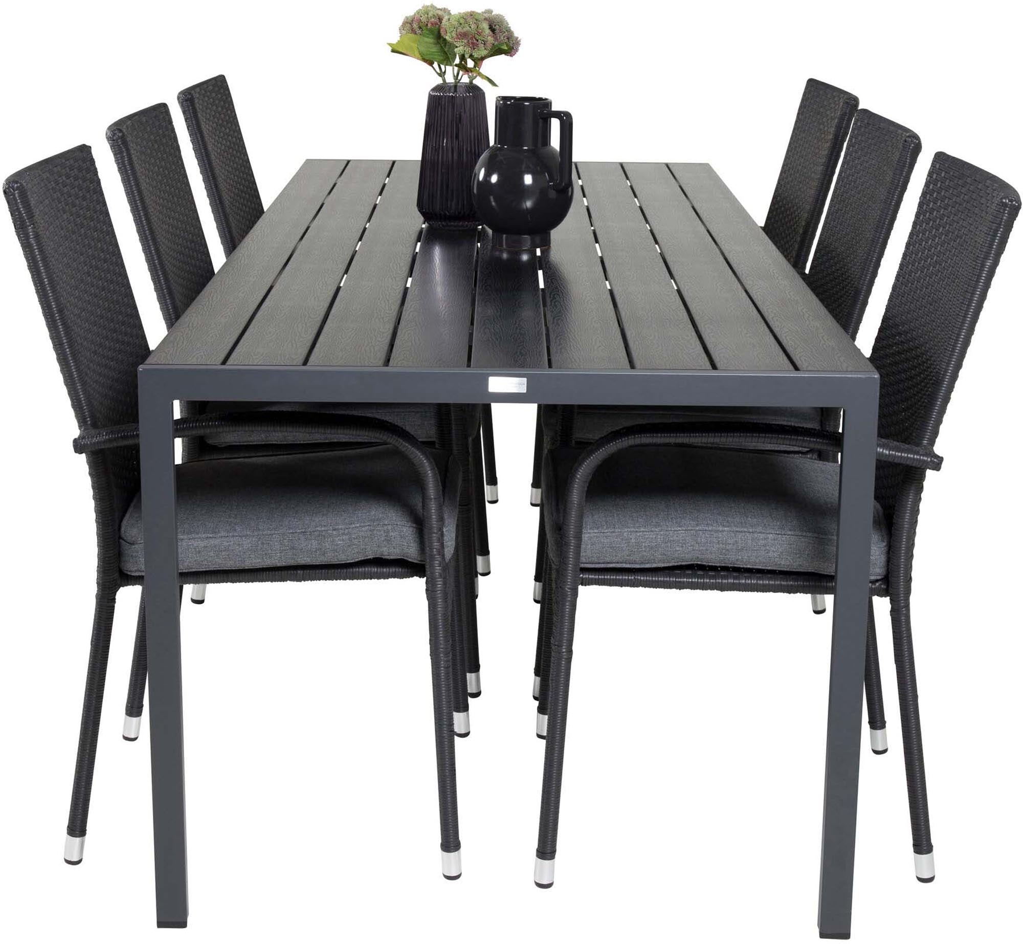 Break Outdoor-Tischset + Anna 205cm/6St. in Schwarz präsentiert im Onlineshop von KAQTU Design AG. Gartentischset ist von Venture Home
