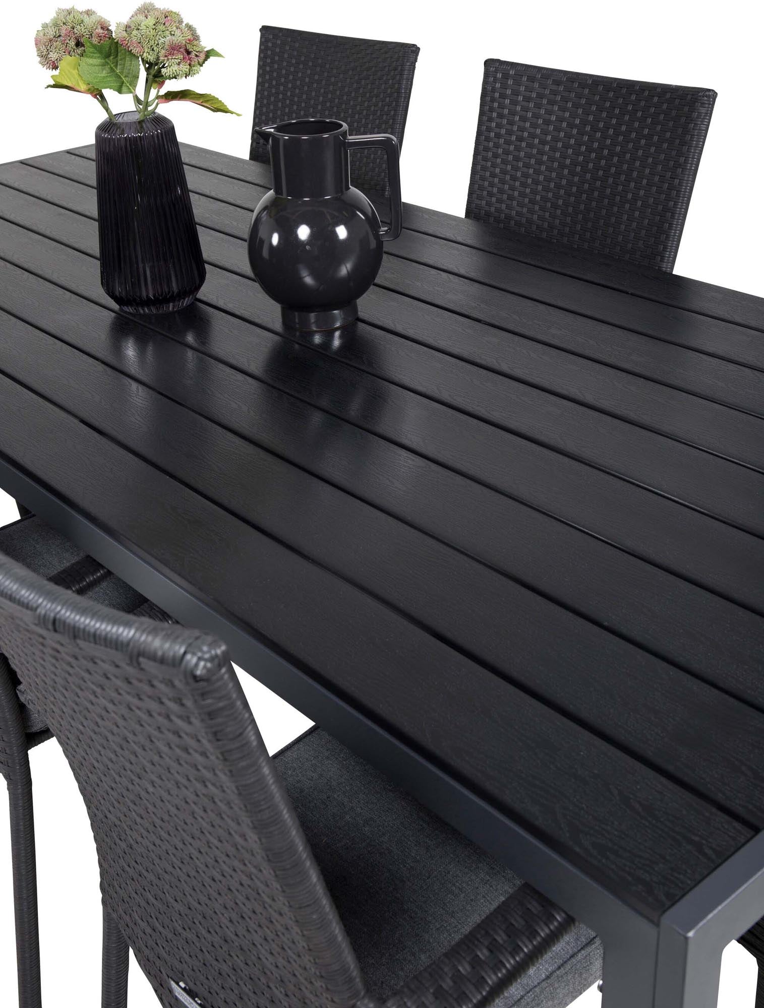 Break Outdoor-Tischset + Anna 205cm/6St. in Schwarz präsentiert im Onlineshop von KAQTU Design AG. Gartentischset ist von Venture Home