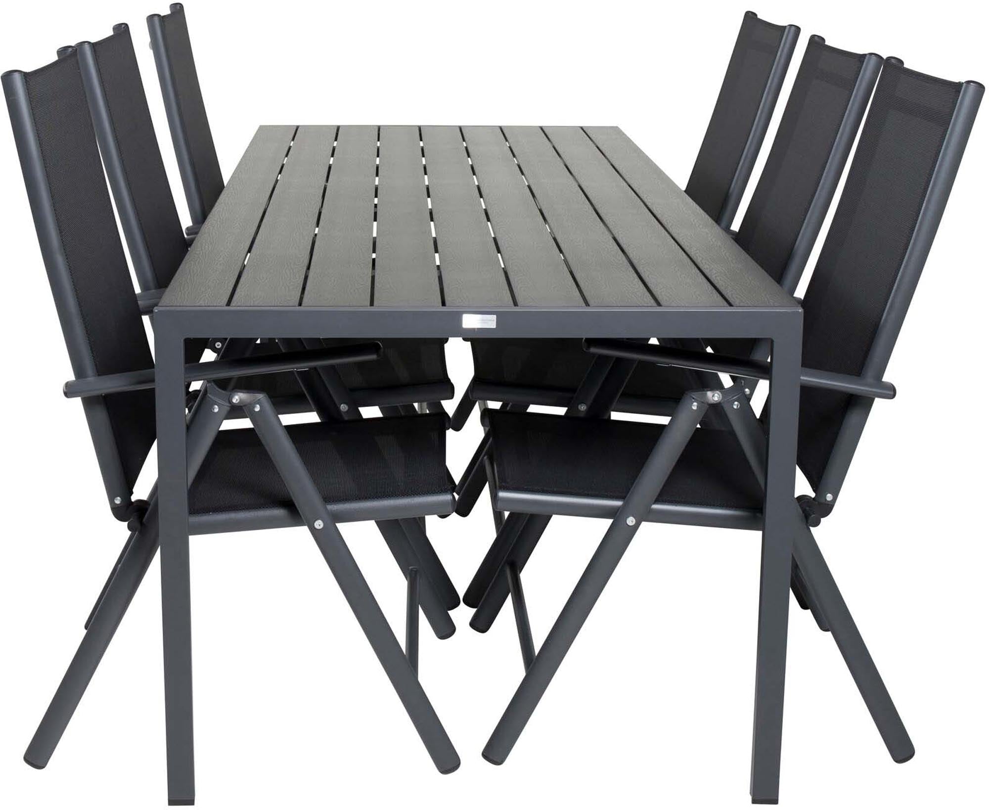 Break Outdoor-Tischset 205cm/6St. in Schwarz präsentiert im Onlineshop von KAQTU Design AG. Gartentischset ist von Venture Home
