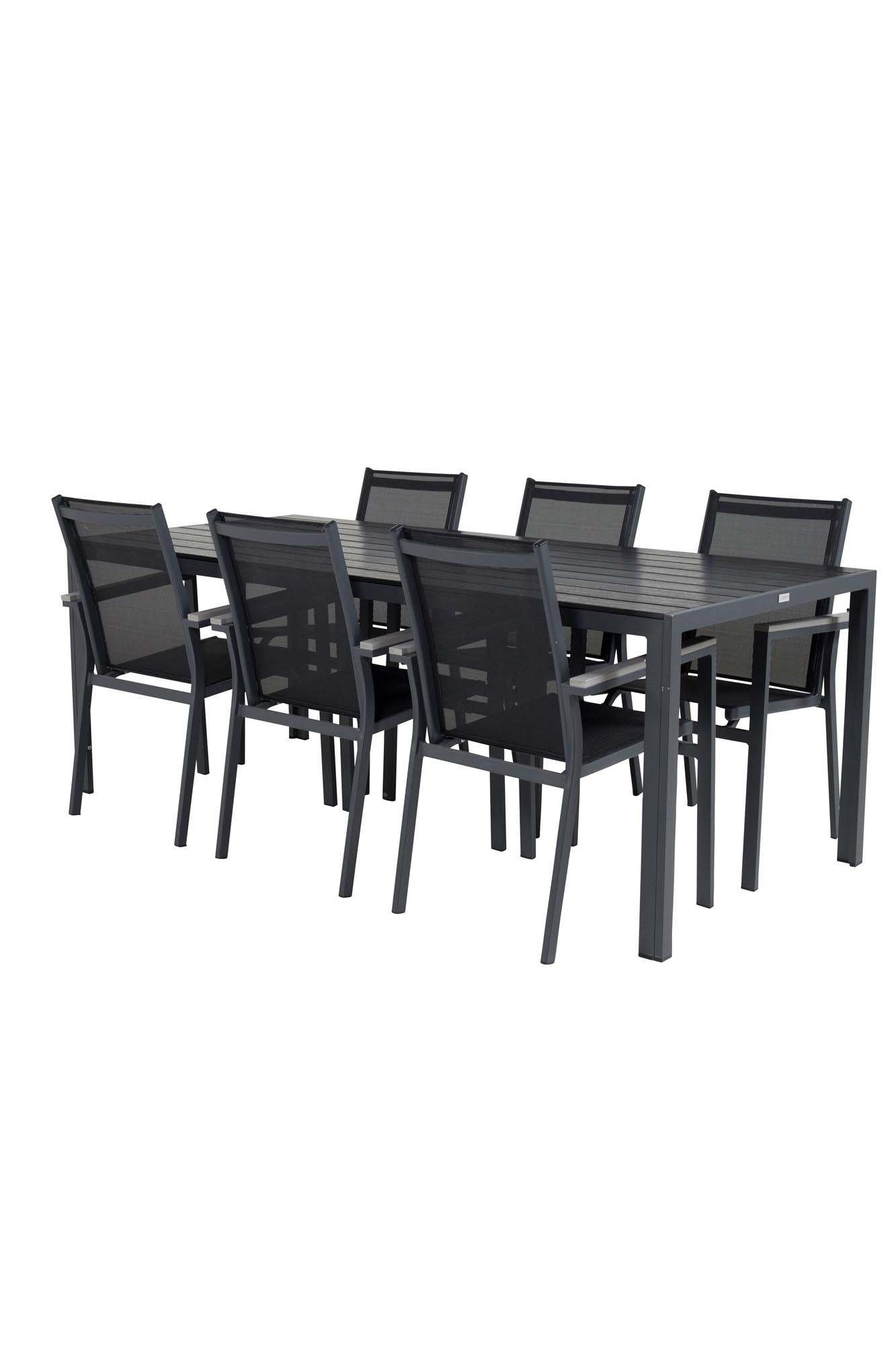 Modernes Ess-Set: Break Tisch & stapelbare Parma Stühle von Venture.