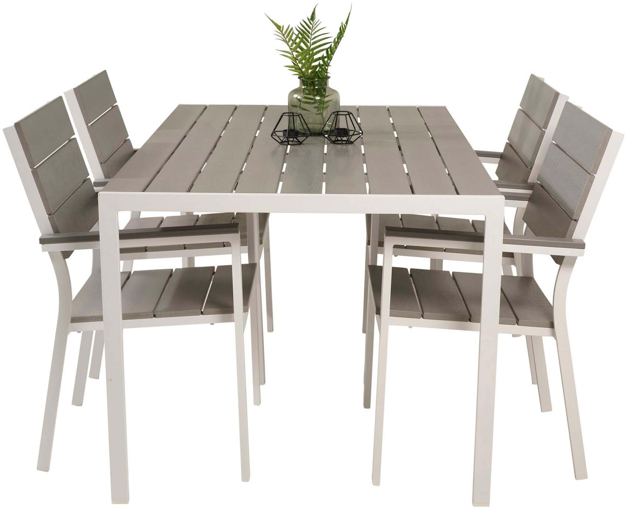Break Outdoor-Tischset + Levels 150cm/4St. in Grau weiss präsentiert im Onlineshop von KAQTU Design AG. Gartentischset ist von Venture Home
