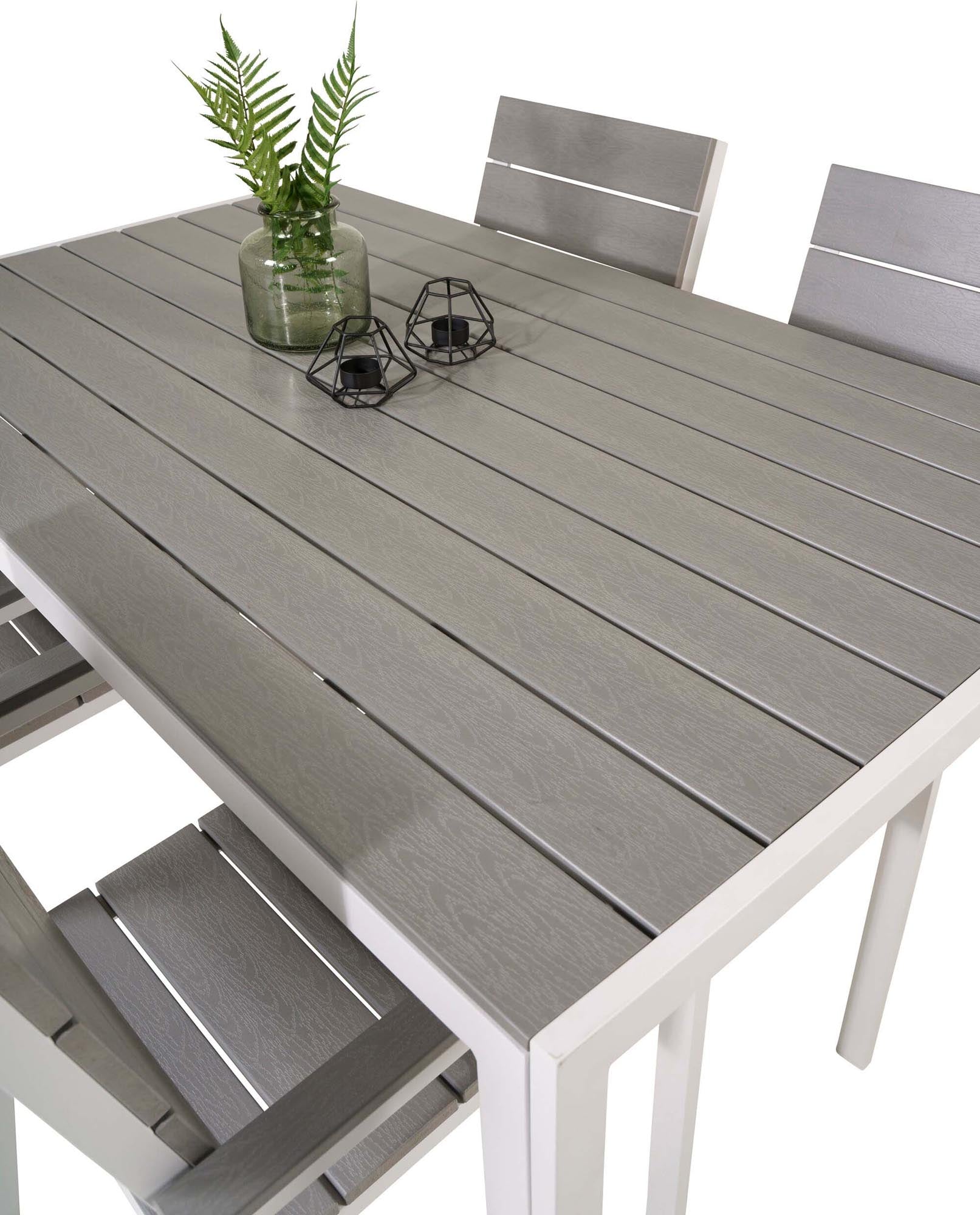 Break Outdoor-Tischset + Levels 150cm/4St. in Grau weiss präsentiert im Onlineshop von KAQTU Design AG. Gartentischset ist von Venture Home