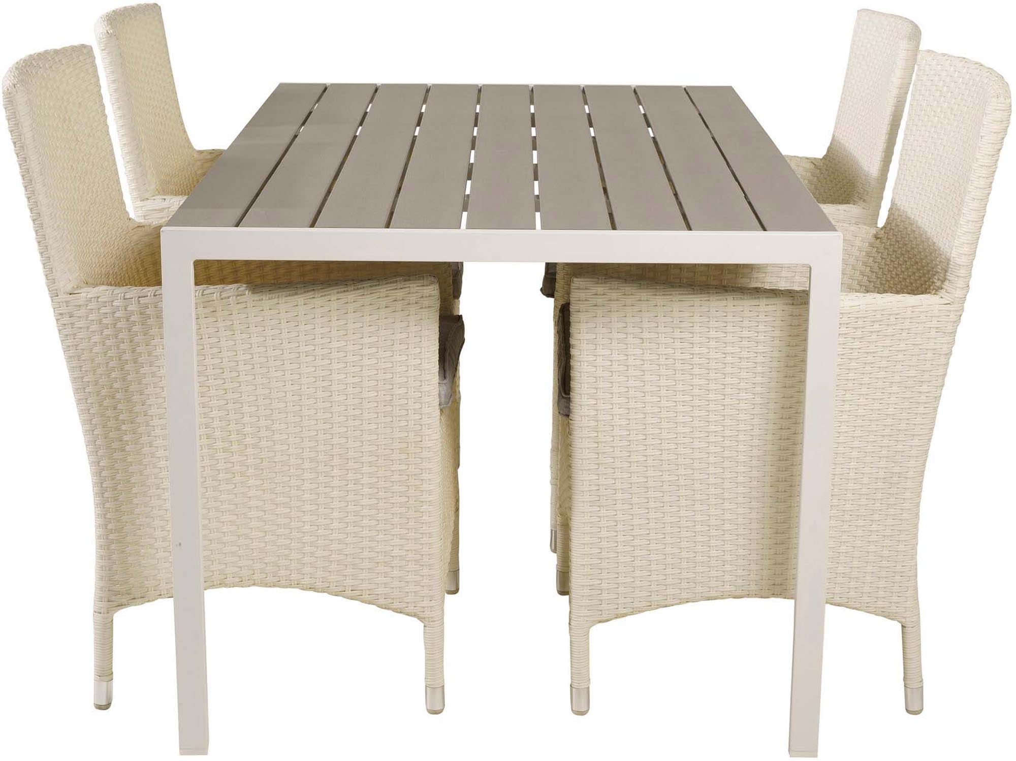 Gestalten Sie Ihre Terrasse mit dem Break Outdoor-Tischset + Malin 150cm/4St. von Venture Home einladend und komfortabel. Ideal für entspannte Stunden im Freien!