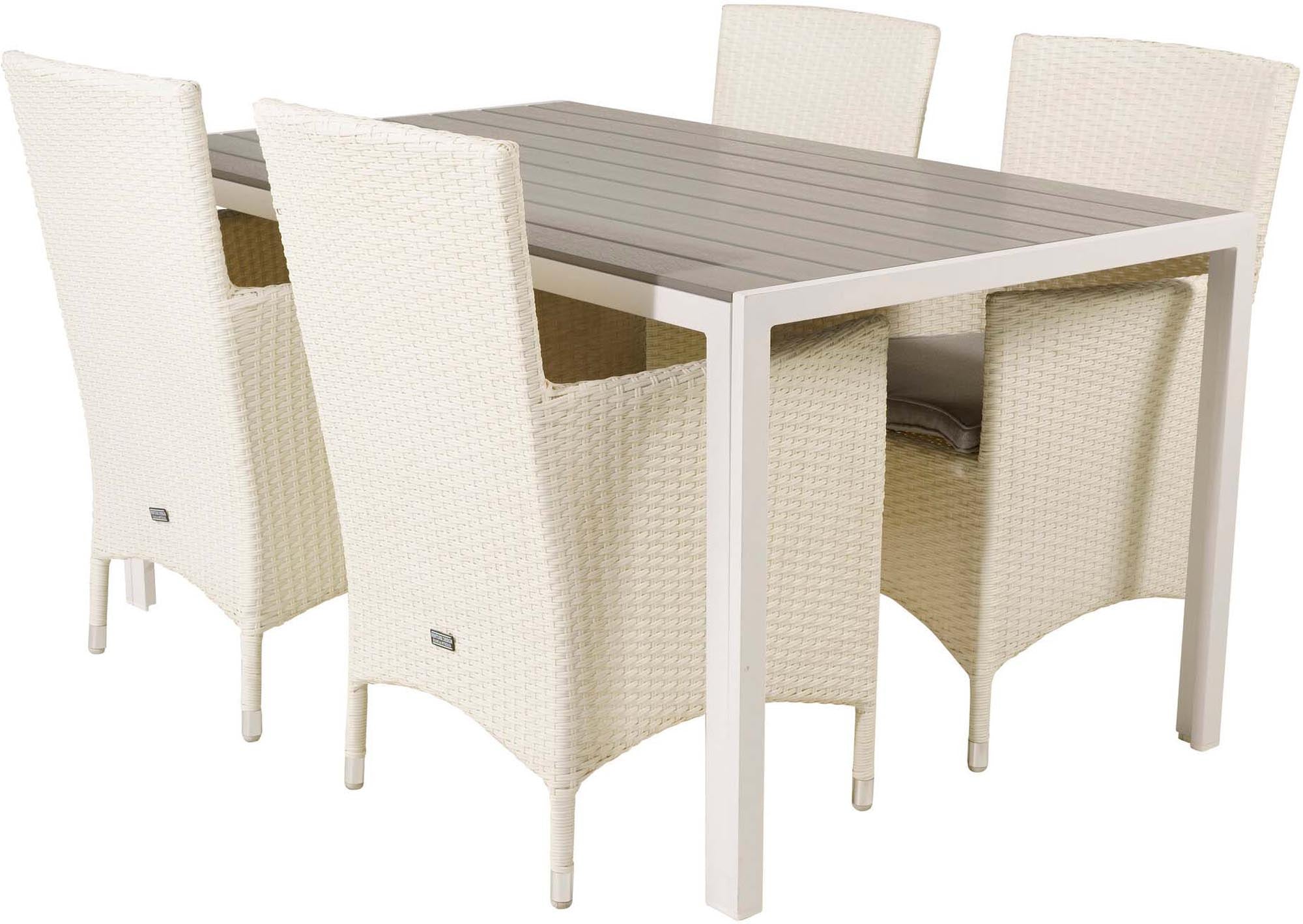 Verwandeln Sie Ihre Terrasse in eine stilvolle Oase mit dem Break Outdoor-Tischset + Malin 150cm/4St. von Venture Home – perfekt für gesellige Momente!