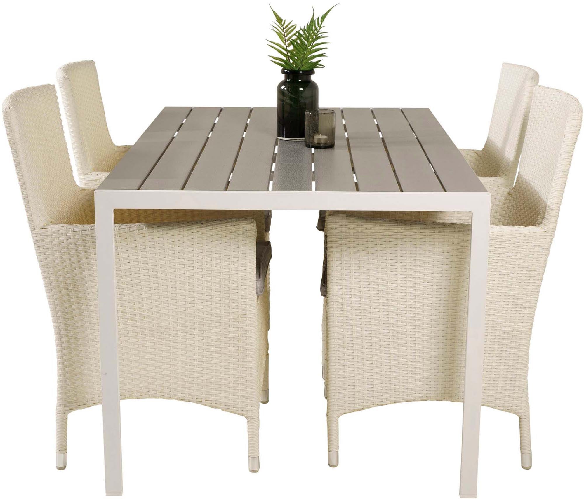 Elegantes Break Outdoor-Tischset + Malin 150cm/4St. von Venture Home: Stilvoll, wetterfest und perfekt für gesellige Momente im Freien.