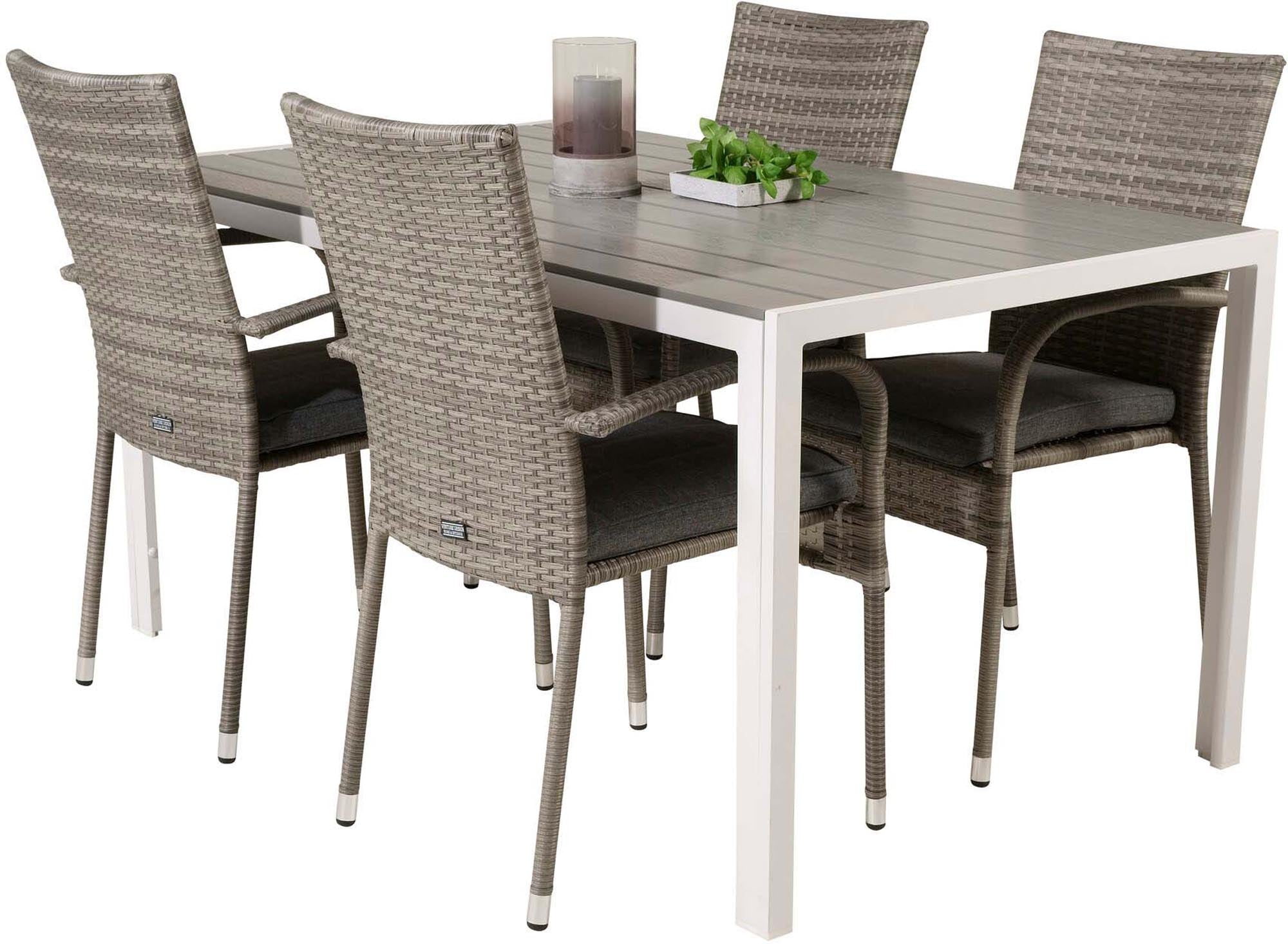 Break Outdoor-Tischset + Anna 150cm/4St. in Grau präsentiert im Onlineshop von KAQTU Design AG. Gartentischset ist von Venture Home