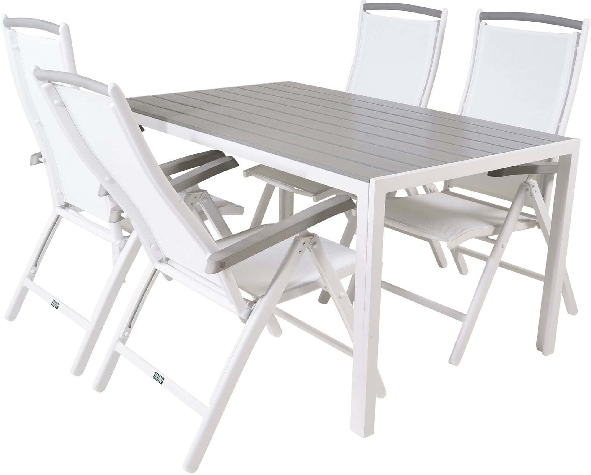 Break Outdoor-Tischset + Albany 150cm/4St. in Weiss präsentiert im Onlineshop von KAQTU Design AG. Gartentischset ist von Venture Home