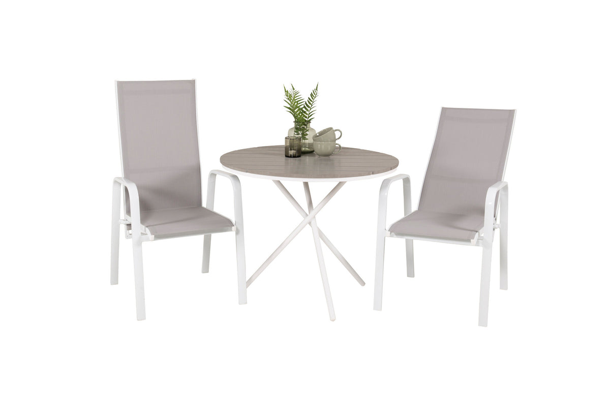 Parma Outdoor-Tischset + Copacabana Recliner ⌀90cm/2St. in Grau weiss präsentiert im Onlineshop von KAQTU Design AG. Gartentischset ist von Venture Home