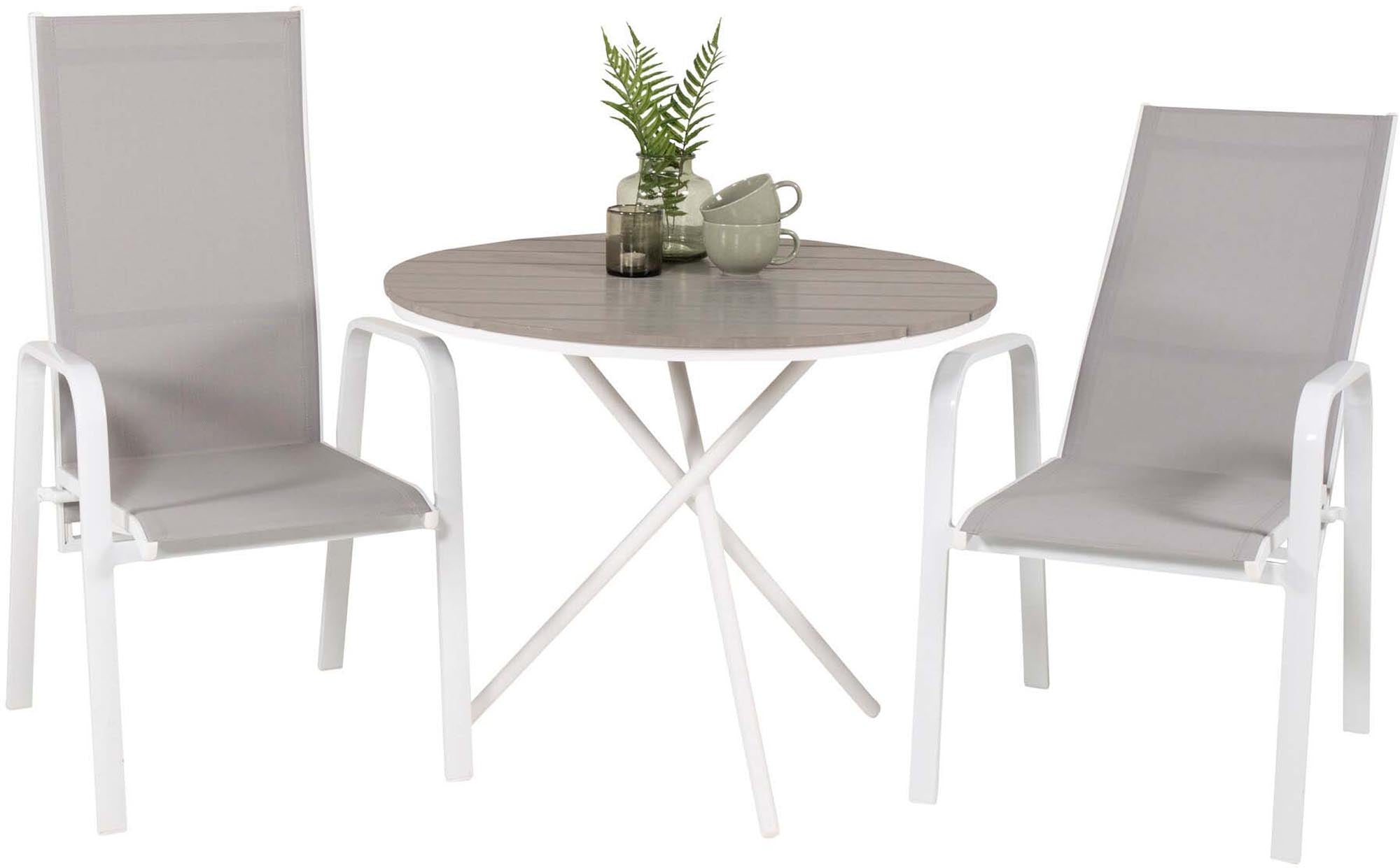Parma Outdoor-Tischset + Copacabana Recliner ⌀90cm/2St. in Grau weiss präsentiert im Onlineshop von KAQTU Design AG. Gartentischset ist von Venture Home