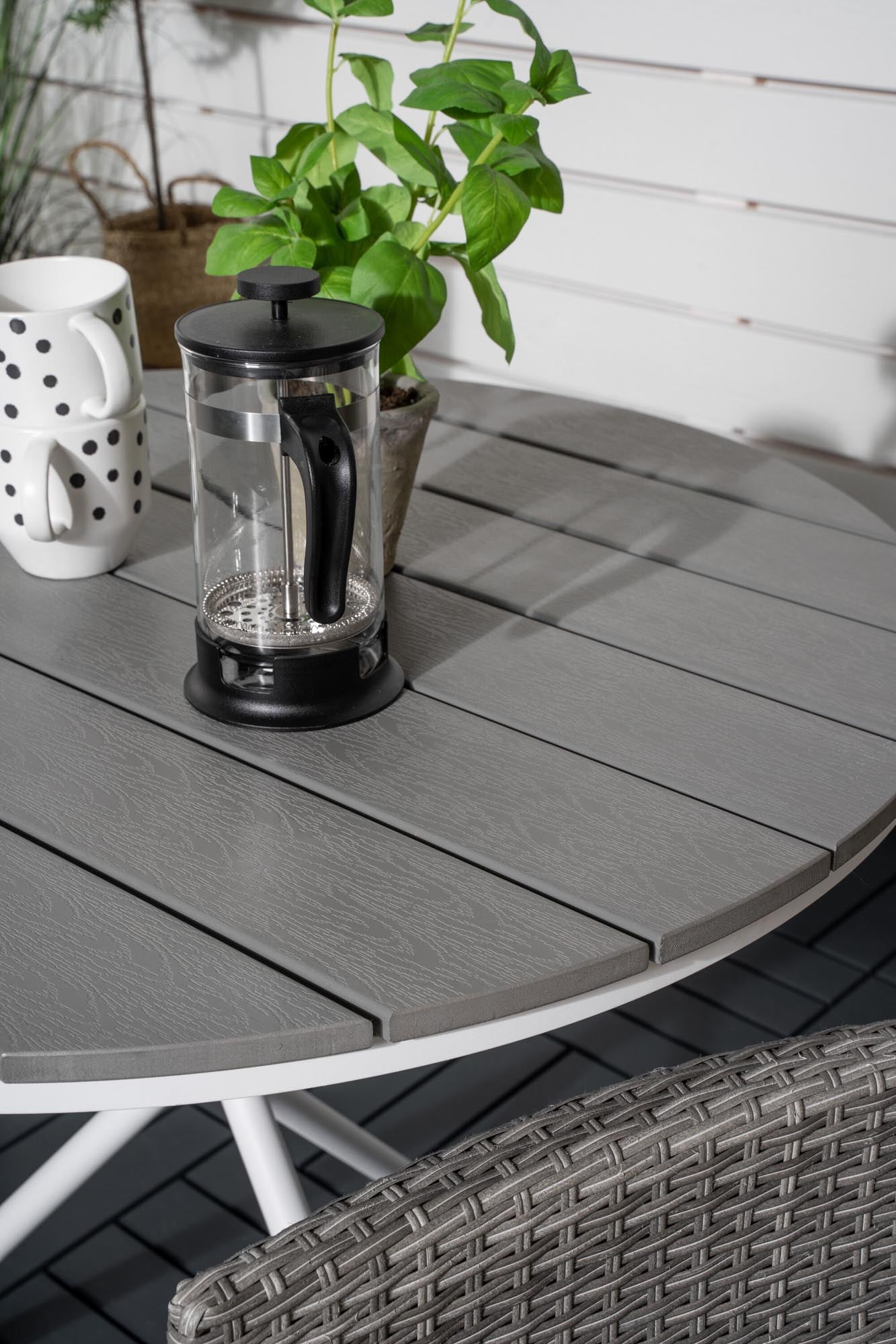 Parma Outdoor-Tischset + Malin ⌀90cm/2St. in Grau präsentiert im Onlineshop von KAQTU Design AG. Gartentischset ist von Venture Home