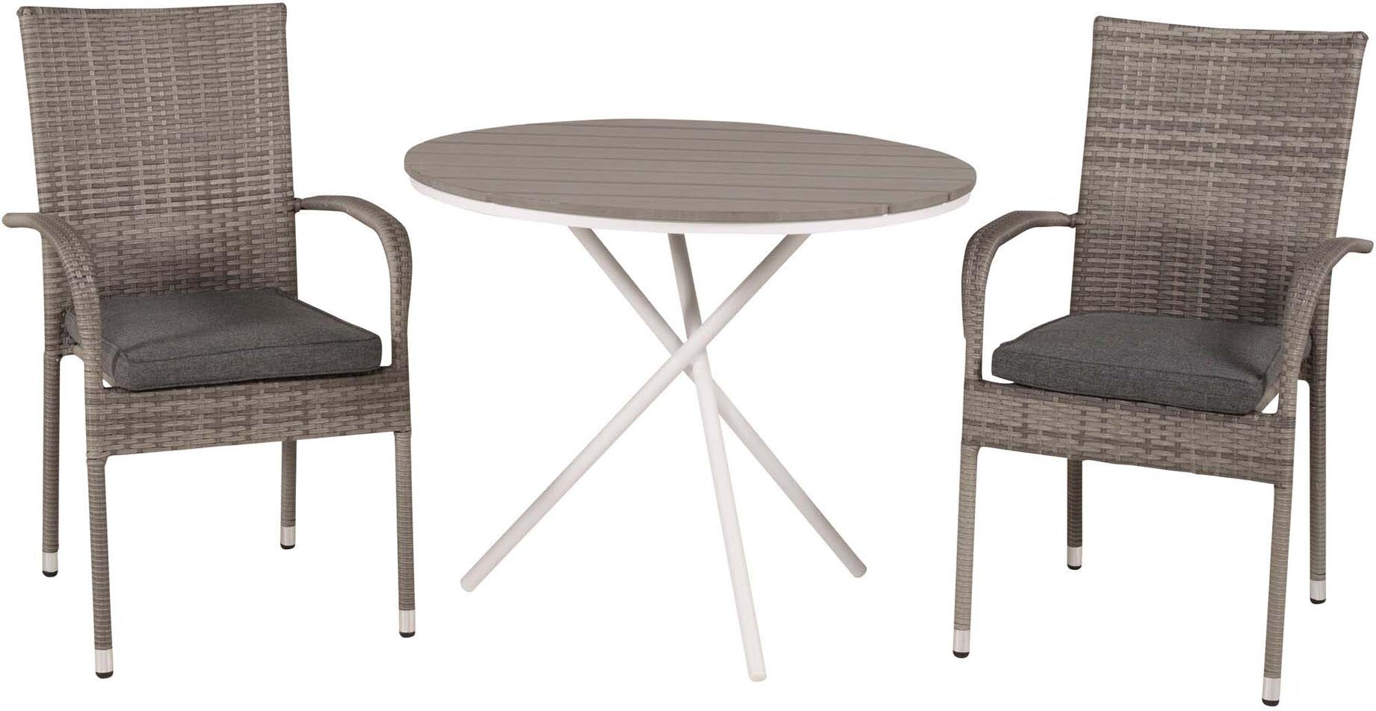 Parma Outdoor-Tischset + Anna ⌀90cm/2St. in Grau präsentiert im Onlineshop von KAQTU Design AG. Gartentischset ist von Venture Home